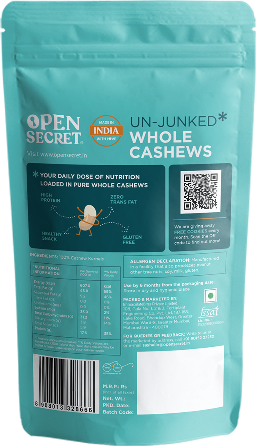 Image of OPEN SECRET Premium Whole Kaju / Cashews (1 x 200 g)
