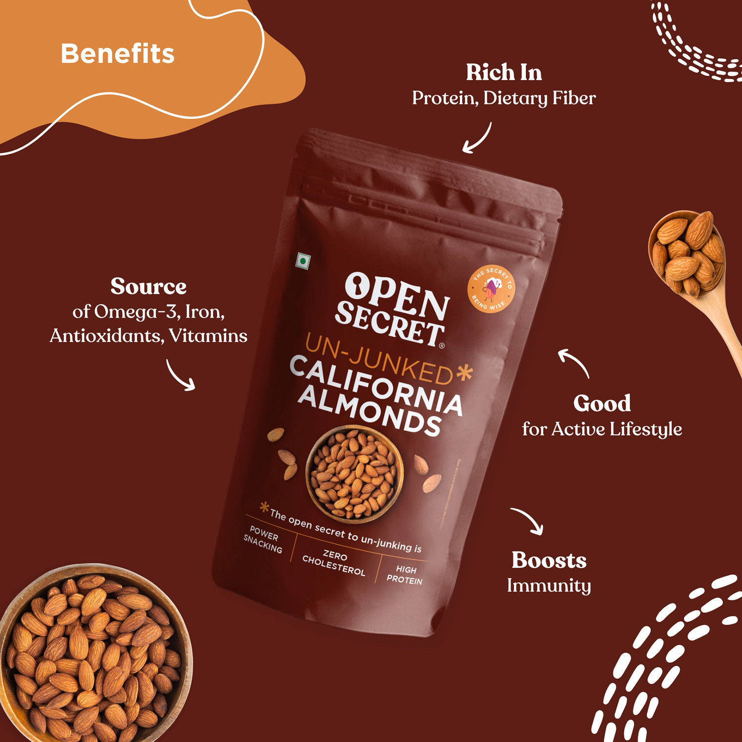 Image of OPEN SECRET Premium California Badam - High Protein Dry Fruit, Fasting Vrat Special Almonds