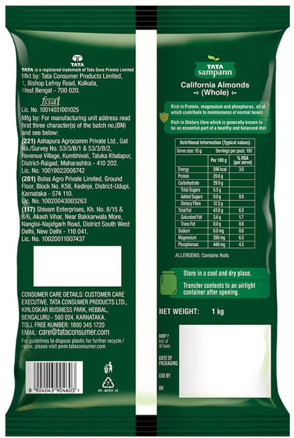 Tata Sampann California Almonds 500g - Image 2