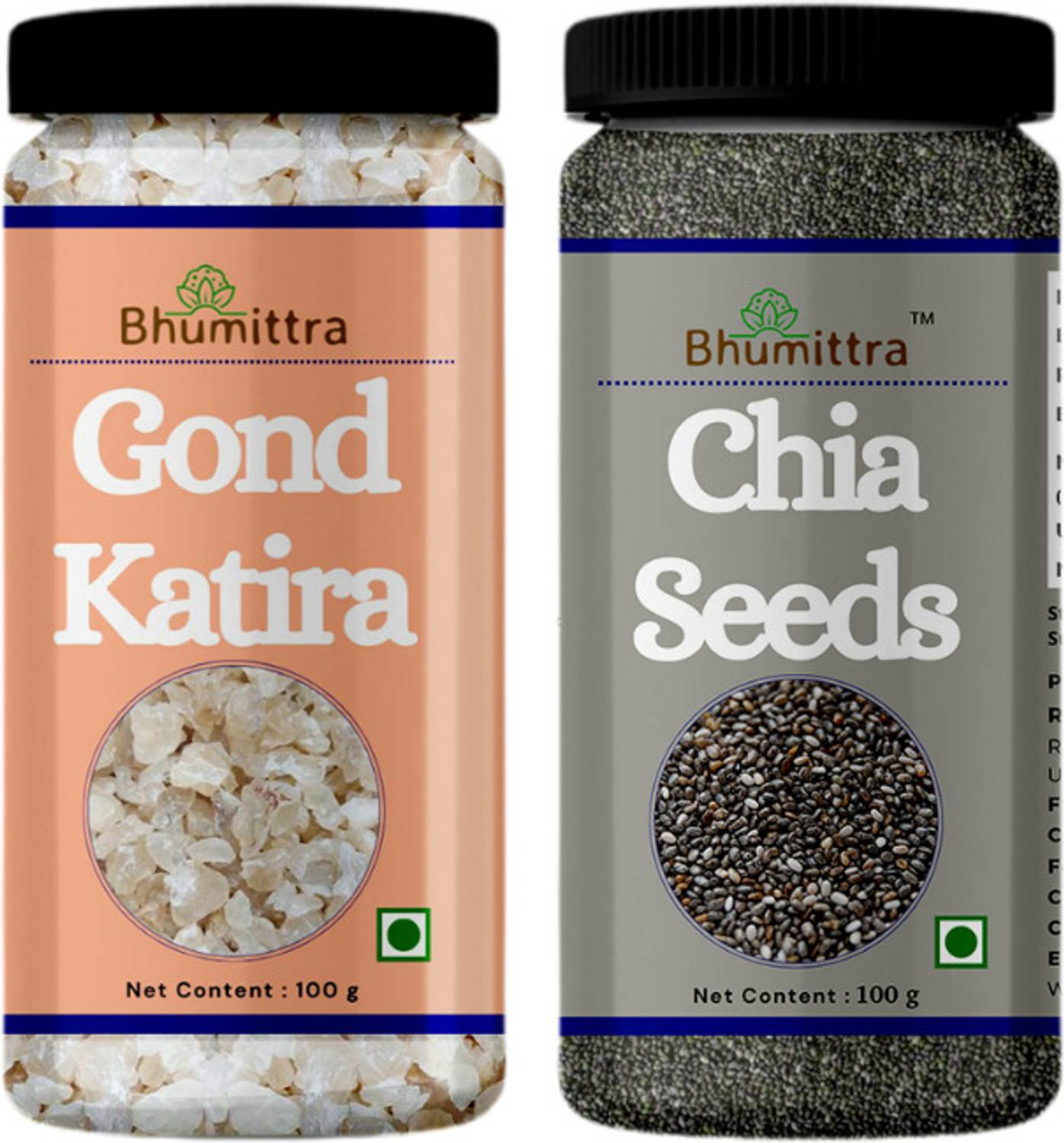 Bhumittra Gond Katira 100g & Chia Seed 100 g Combo Pack | Superfood Assorted Seeds & Nuts
