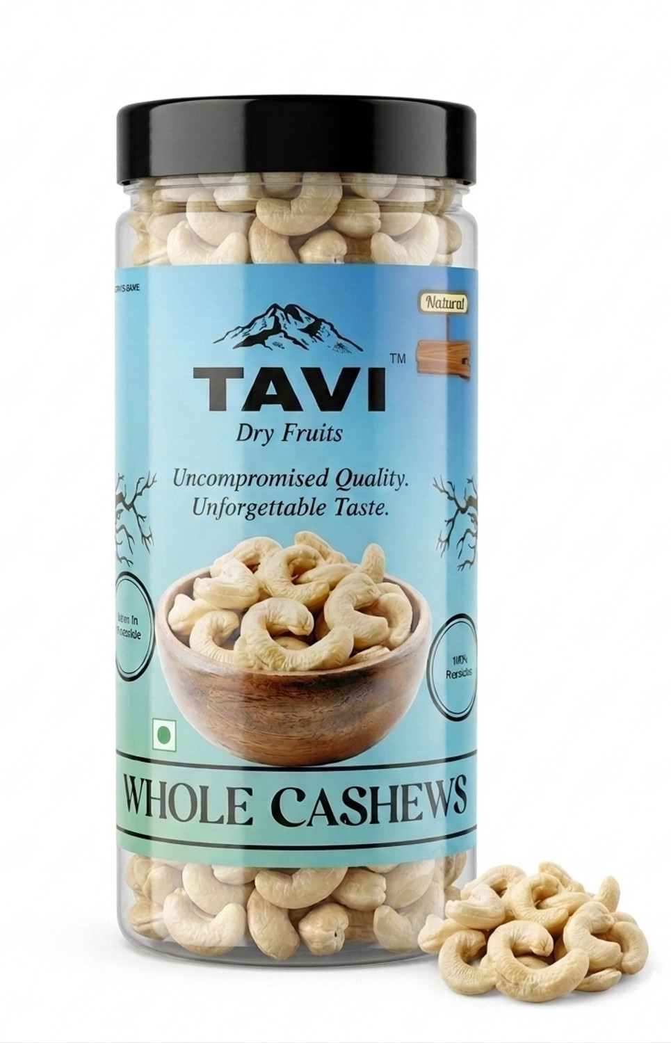 Image of TAVI Premium Whole Cashews 500g | Crunchy Kaju | Handpicked Plain Cashew Nuts | Cashews