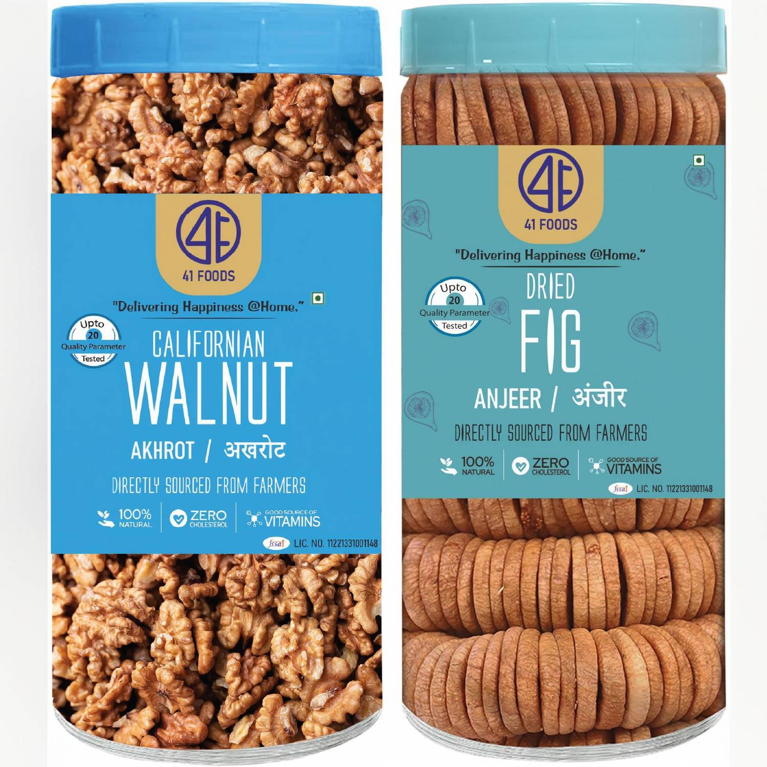 41 foods Dry fruits combo pack of Akhrot Anjeer 500GM Figs, Walnuts