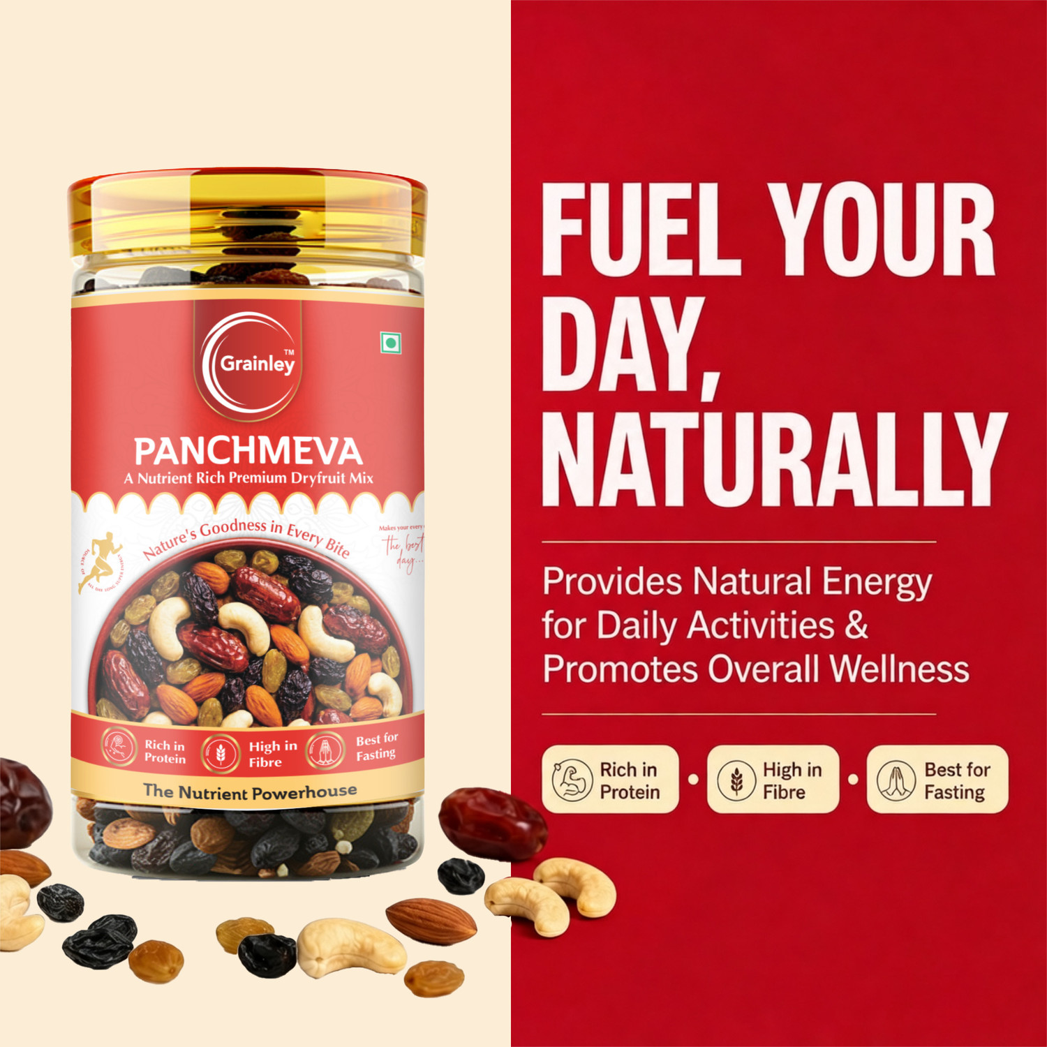 Image of Grainley Panchmeva Dry Fruits Mix Fit for Fasting Mixed Nuts (1 x 250 g)
