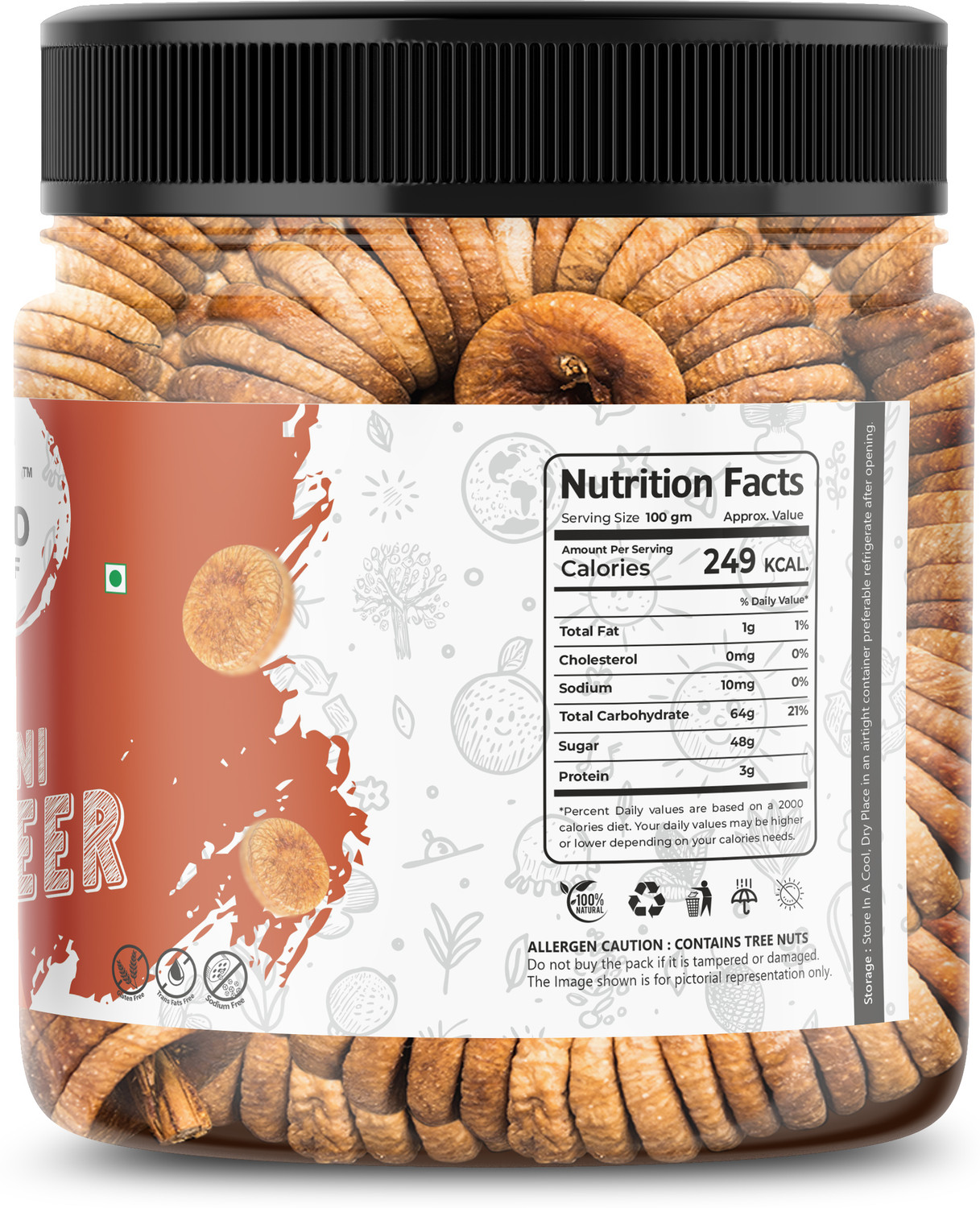 Image of THE FOOD STUFF DRY FIGS PREMIUM ANJEER BOLD AND SOFT FIGS 1KG JAR PACK J26 Figs