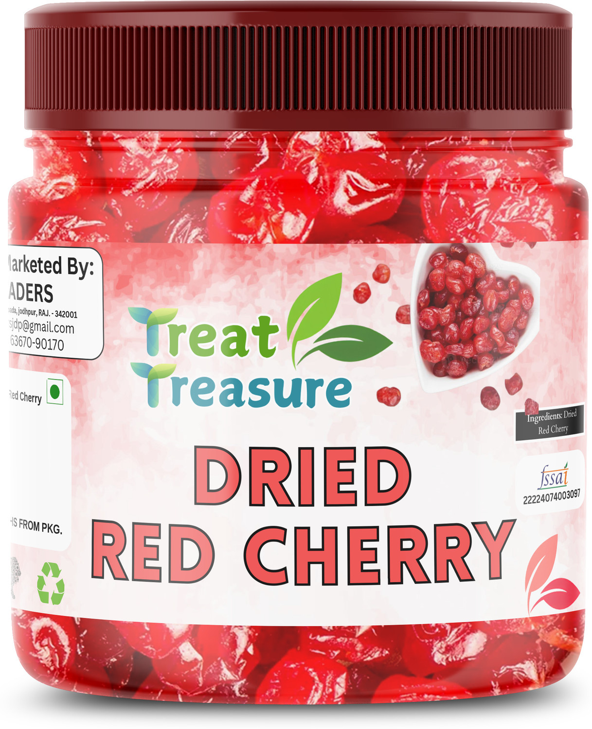 Image of TREAT TREASURE Dried Cherries | Sweet & Tart | Nutrient-Rich | Healthy Snack Cherries