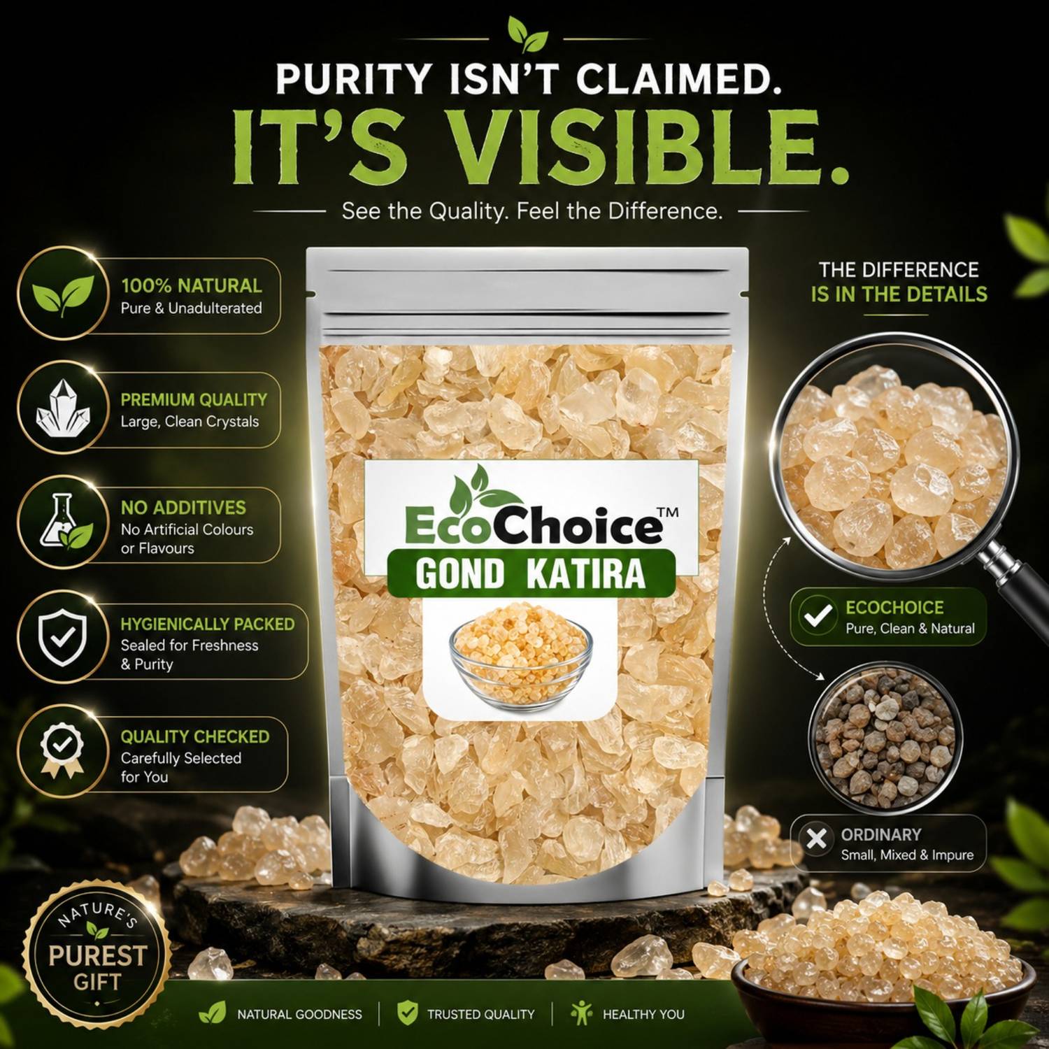 Ecochoice Pure Natural Gond Katira Seeds & Nuts (75g) - Image 4