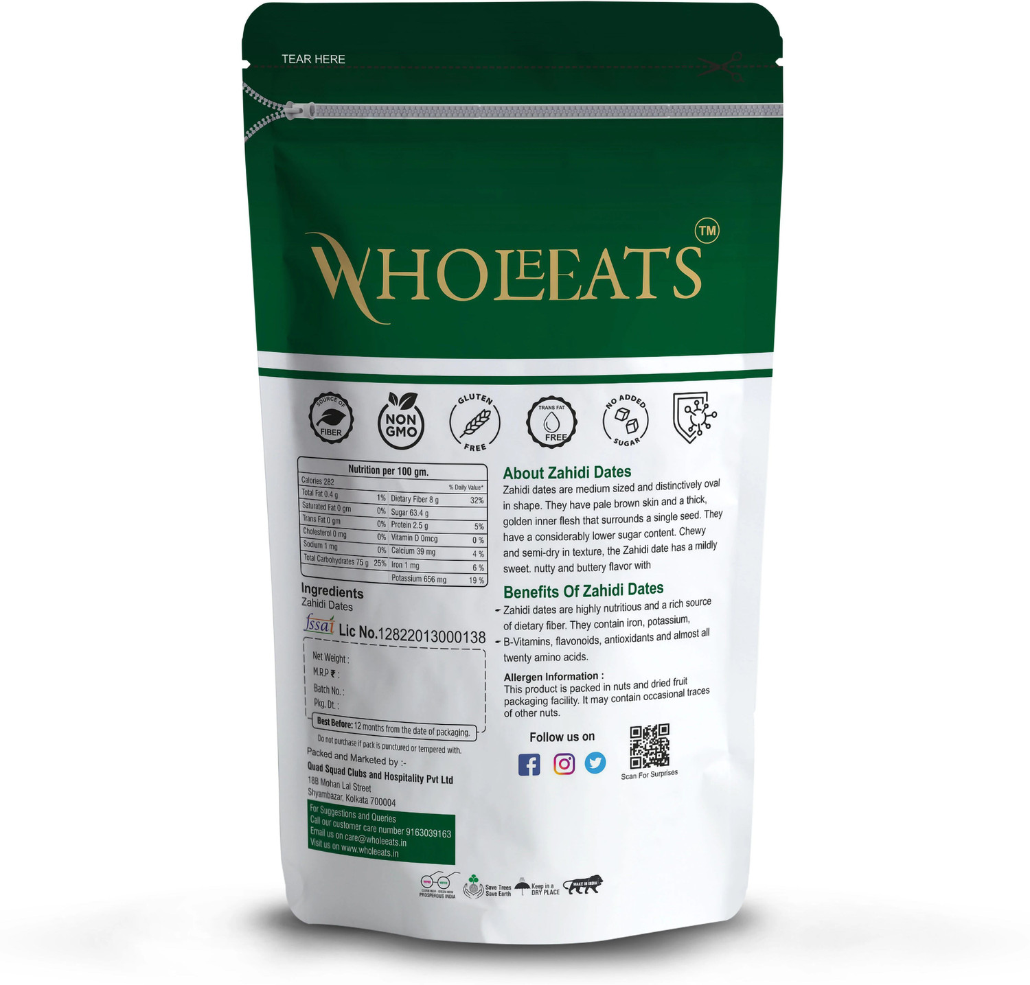 Image of wholeeats Original Zahidi Dates, Zahidi Dates 100 % Natural Pack Of 2 Dates