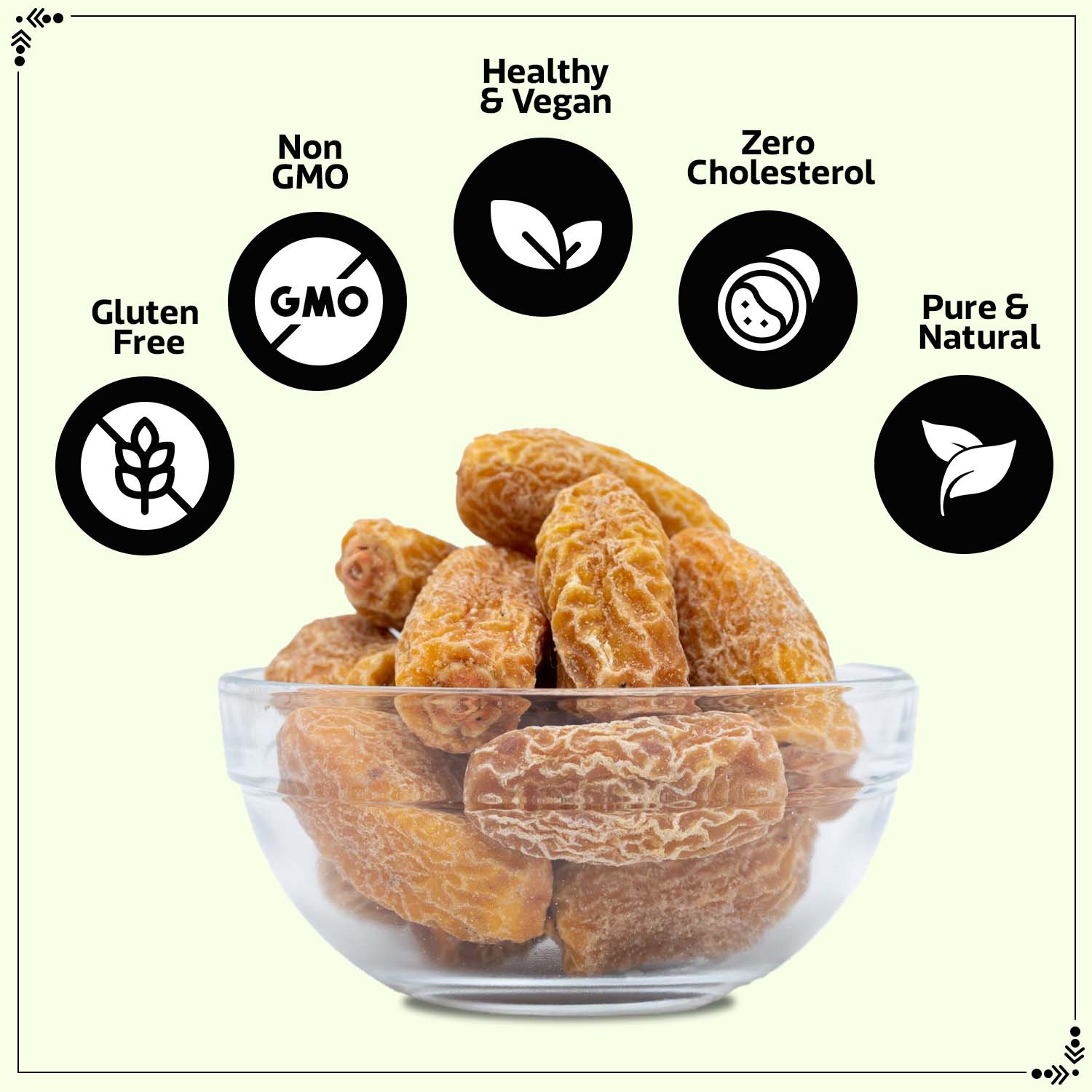 Image of WONDERLAND Dry Fruits Premium Dry Yellow Dates 500g Sukha Khajoor Fibre Rich Dates