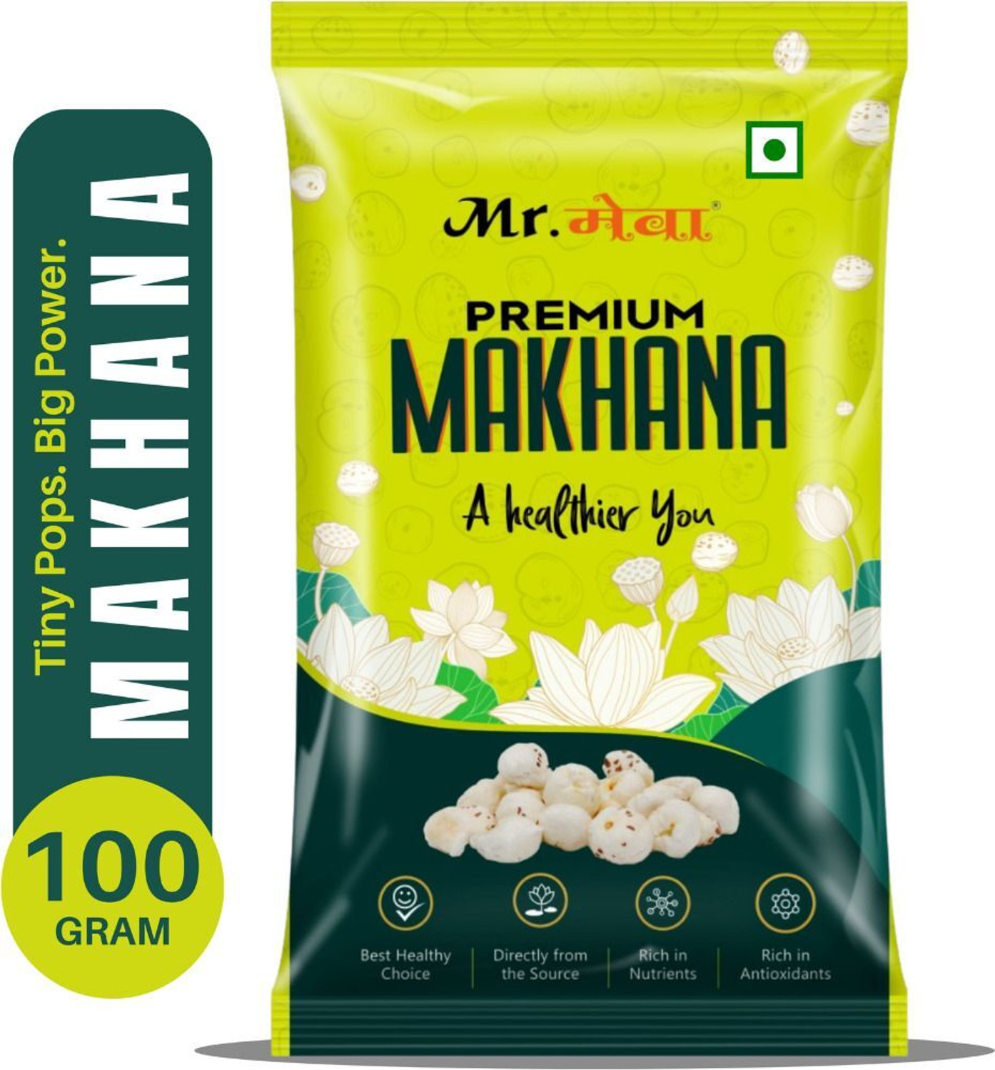 Image of Mr.Meva Crispy Phool Makhana (100g) | Raw & Healthy Lotus Snack | Superfood Makhana Fox Nut