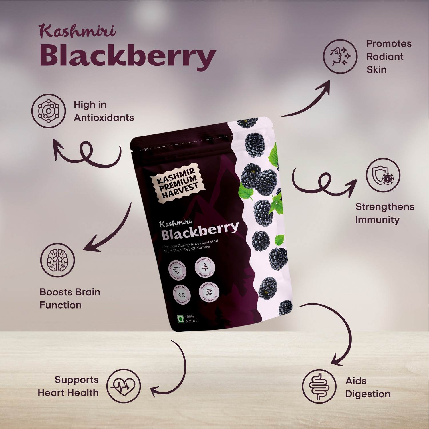Image of Kashmir Premium Harvest - Grade 1, Handpicked, Juicy & Antioxidant-Rich Blackberry