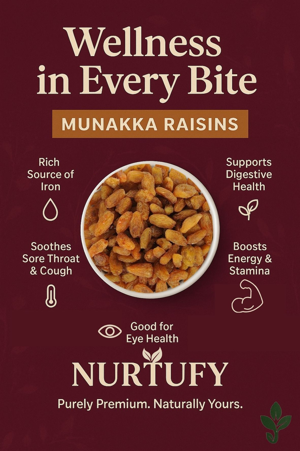 Image of Nurtufy Munakka Raisins | Naturally Sweet | Rich in Iron | Health Booster Raisins