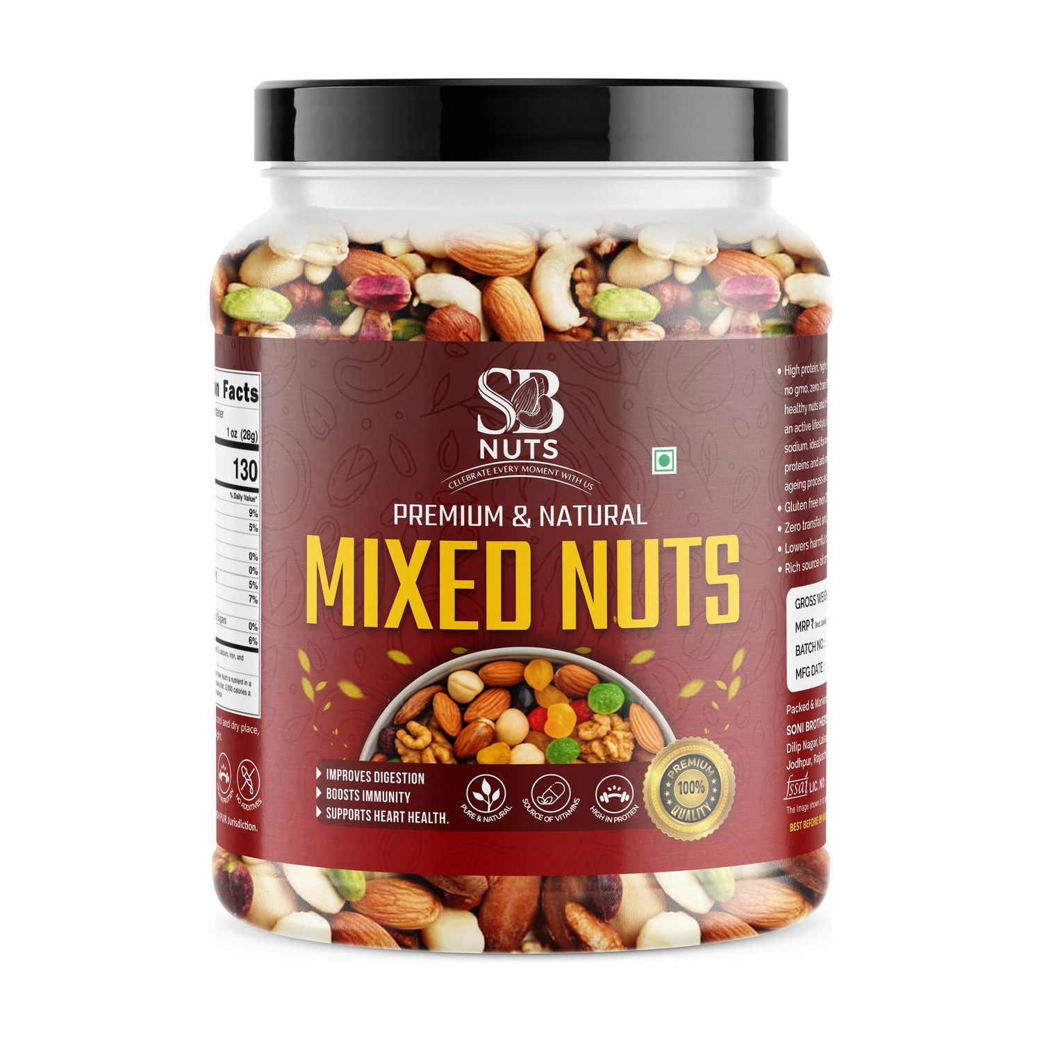 Image of SB Nuts Mixed Dry Fruit ( Almond, Cashew,Pista,Apricot, Black Raisins, Raisns & more ) Figs