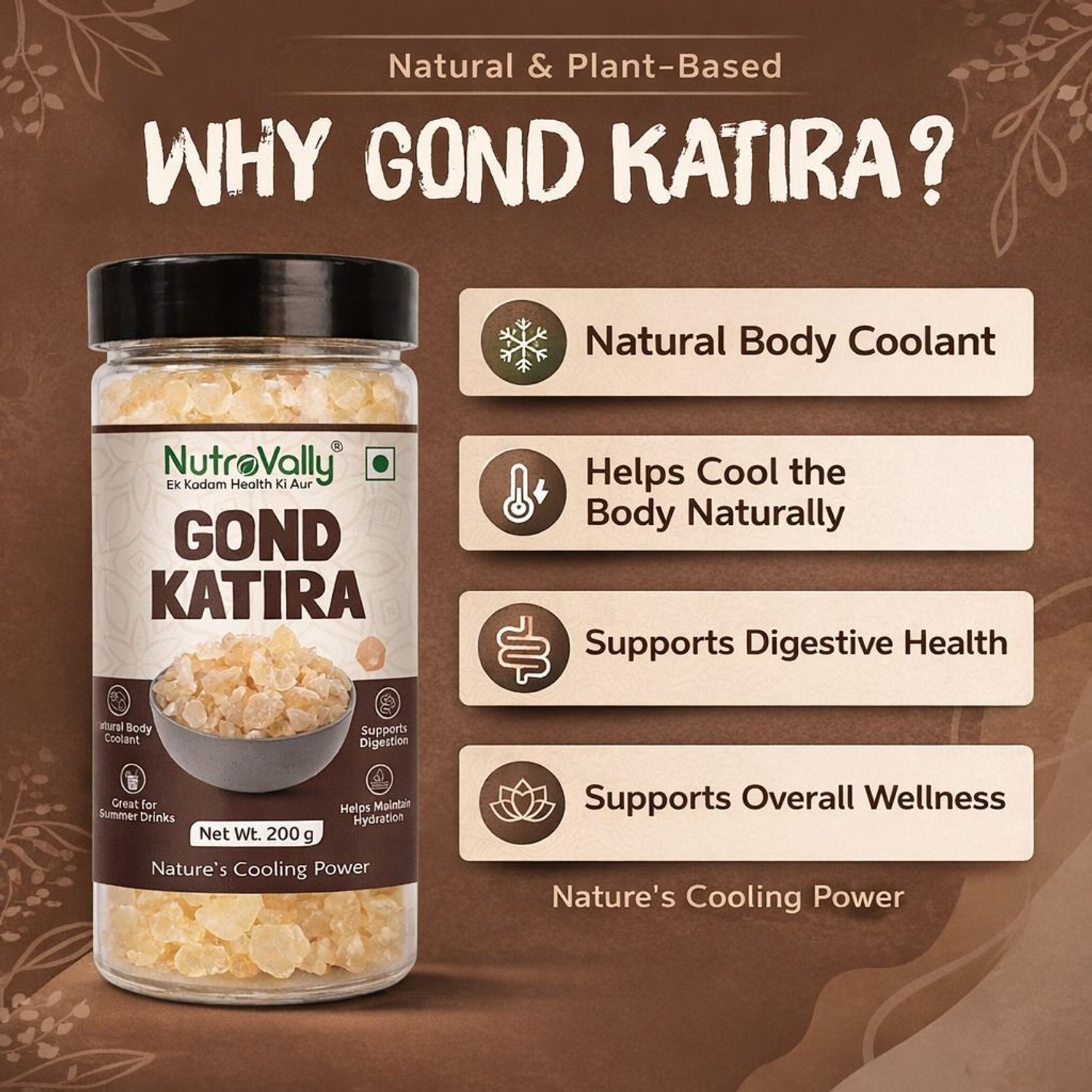 Image of NutroVally Gond Katira & Basil Seeds Combo (200g Each) | Natural Cooling Superfood Basil Seeds