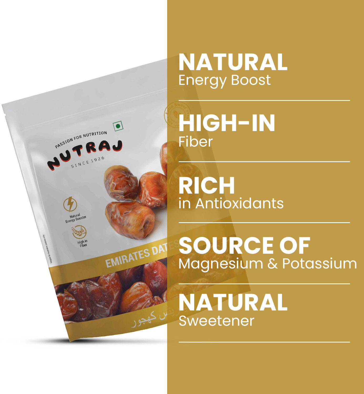Image of Nutraj Emirate Khalas Dates 500g, Khajoor, Khajur, Dry Fruits Dates
