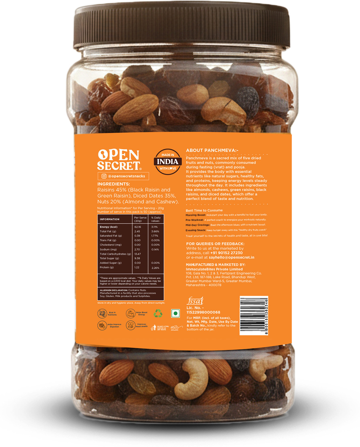 Image of OPEN SECRET Panchmeva | 5 in 1 Mix | Contains Cashews, Almonds, Pista , Walnuts , Raisins | Assorted Nuts