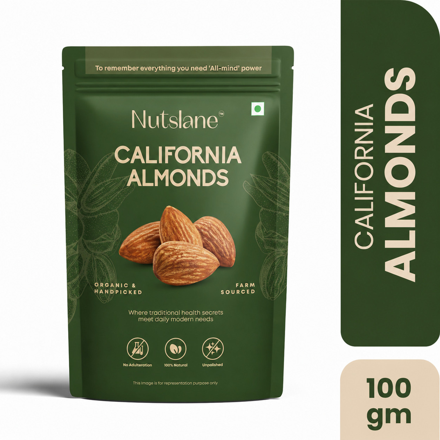 Image of Nutslane Premium California Almonds, Badam Dry fruits Almonds (1 x 100 g)