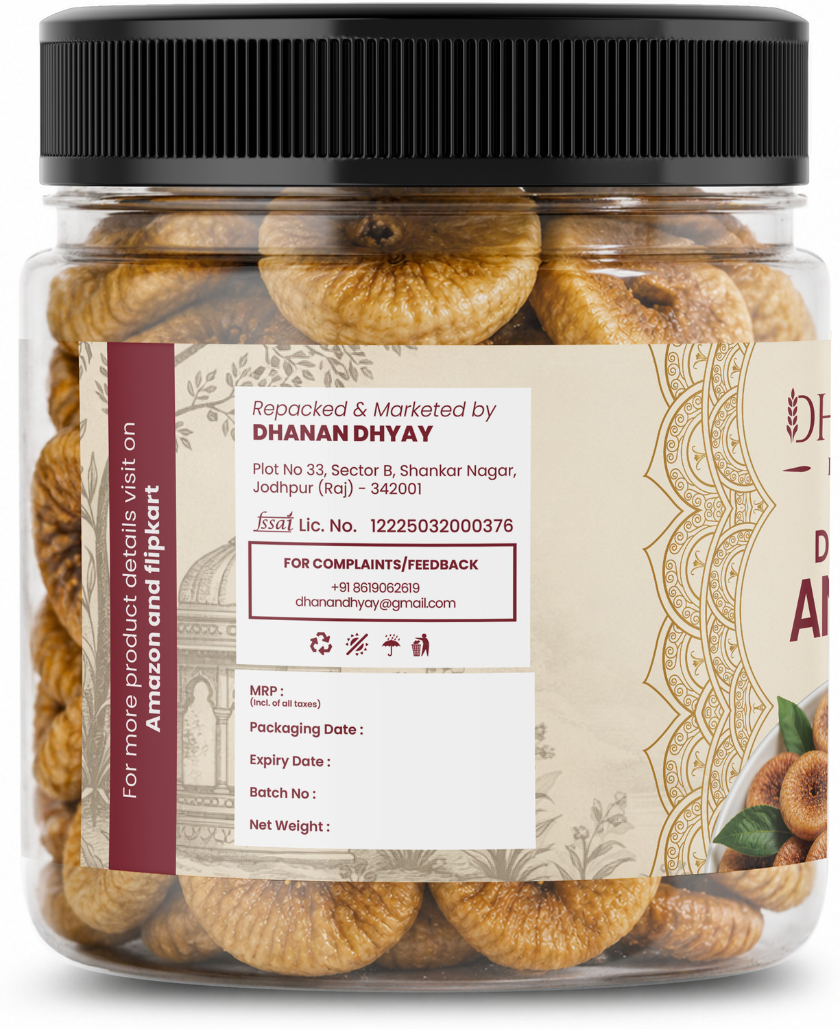Image of Dhanan foods Natural Anjeer Figs 1kg Premium Dried Afghani Anjir Fiber Rich Healthy Dry Frui Figs
