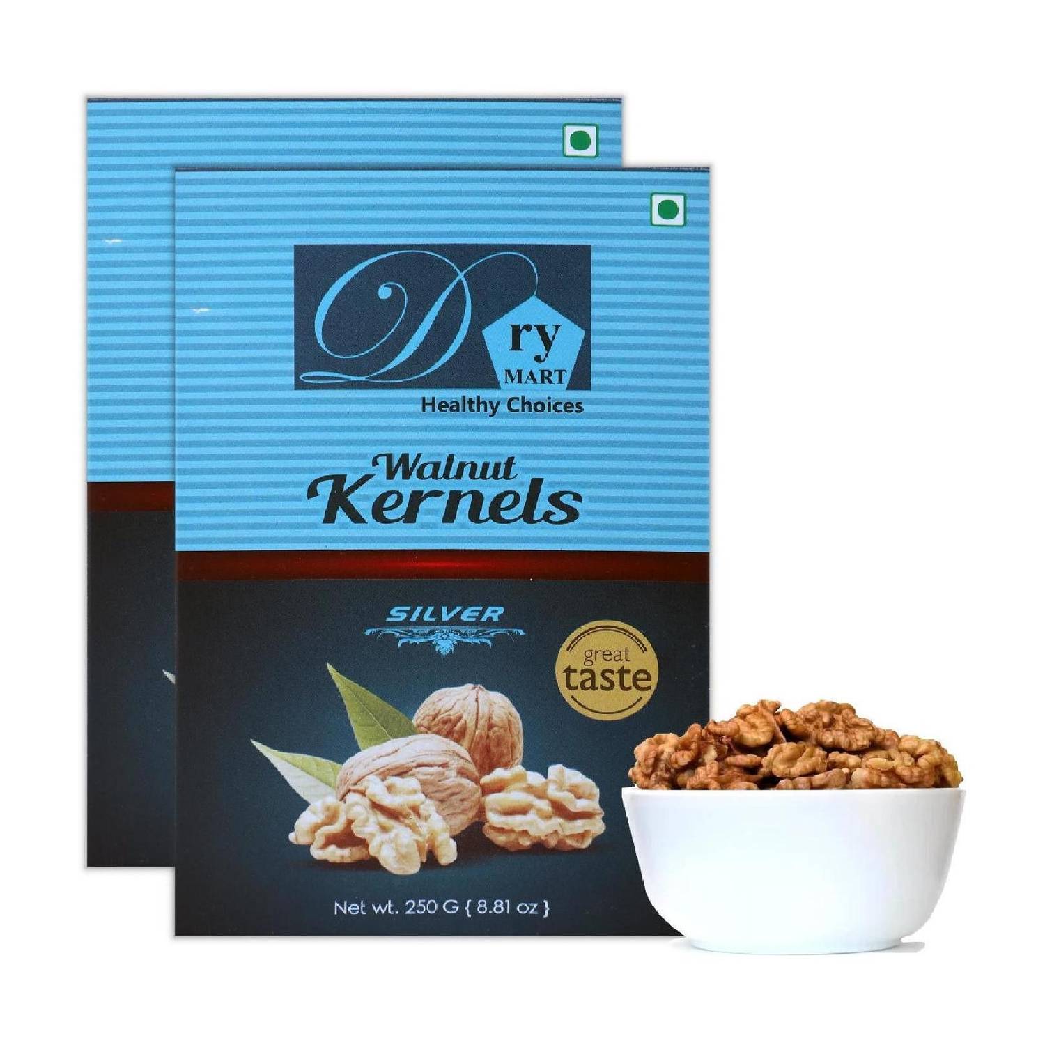 Dry.Mart Kashmiri 500 GM Premium Fresh Walnut Kernels/Walnuts without Shell/Akhrot Giri, Healthy & Delightful, Used for Snacking, Ingredient for Recipes, Cuisines & Desserts, Vaccum Pack (250 GM*2) Walnuts