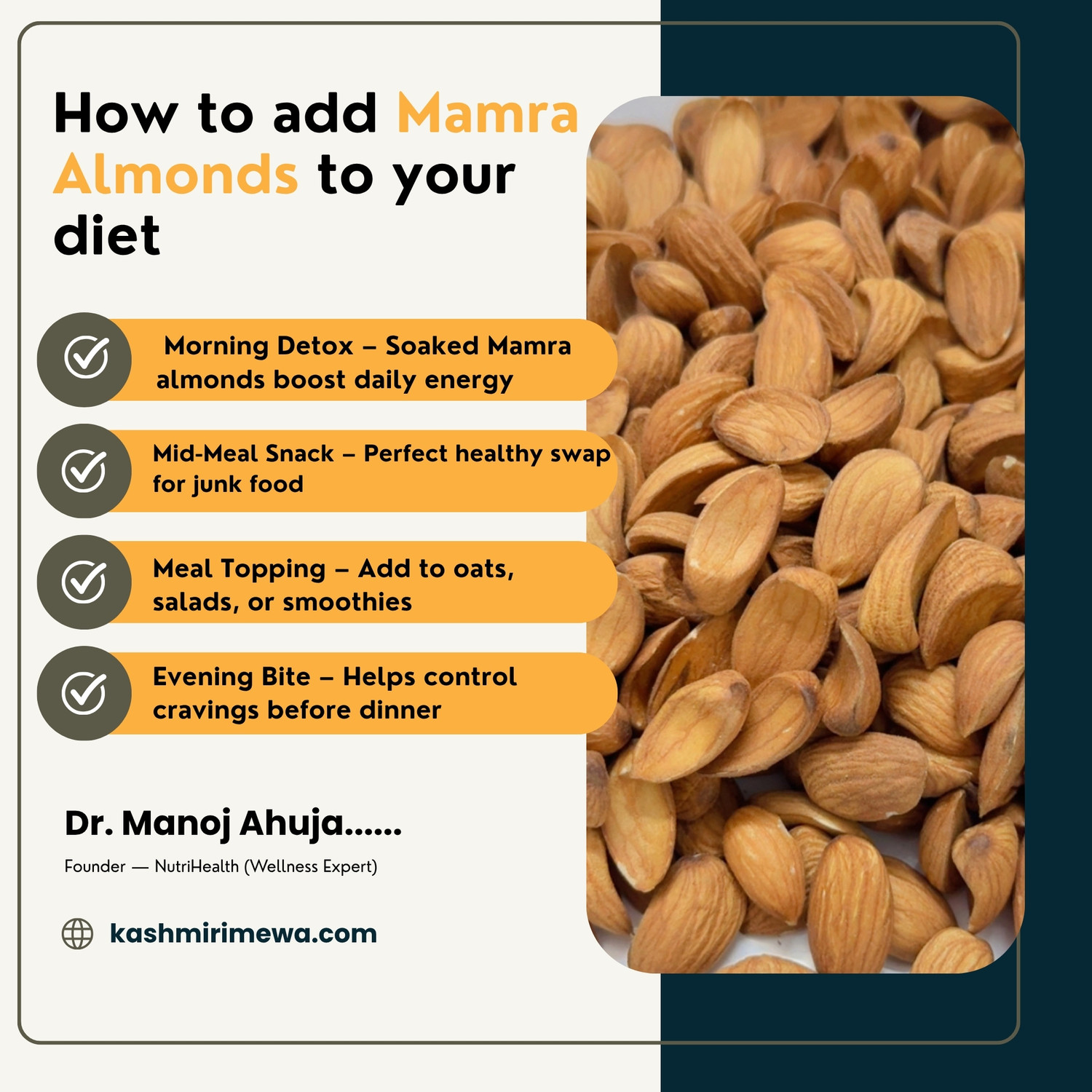 Image of Kashmiri Mewa Mamra Almonds - Handpicked Premium Organic Badam Giri Almonds