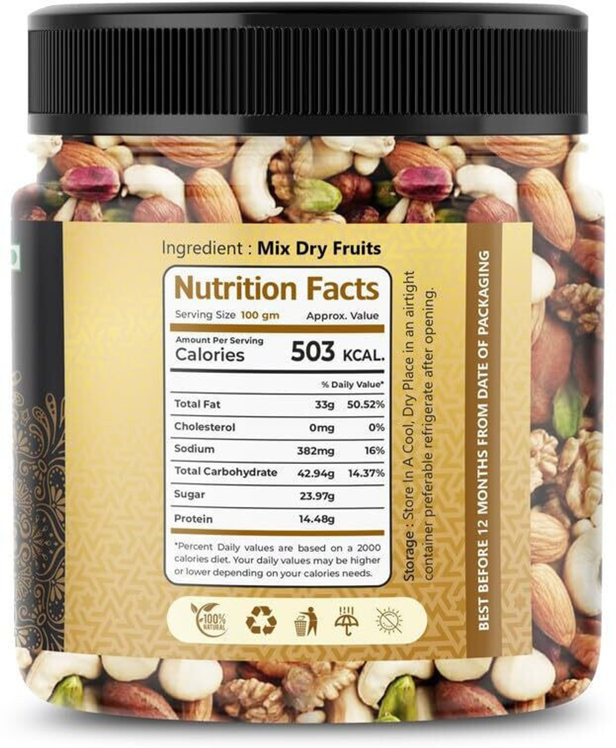 Image of GET FRESH Ultimate Healthy Nutmix Jar | Almonds, Cashews, Raisins, Pista & More Assorted Fruits & Nuts