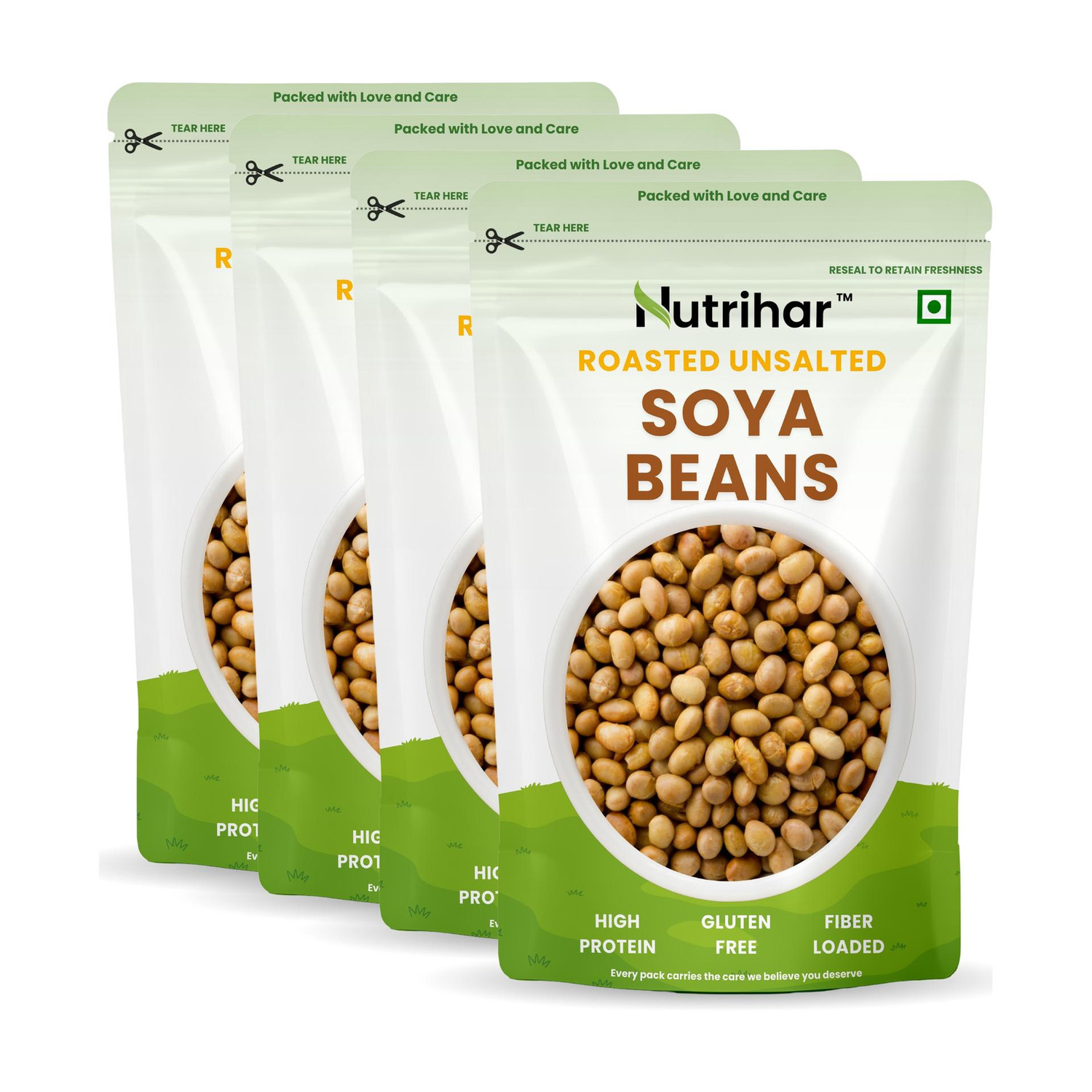 Image of Nutrihar Roasted Soyabean 1 kg | Unsalted Soyabean | High in Protein, Healthy Snack Soy Nuts