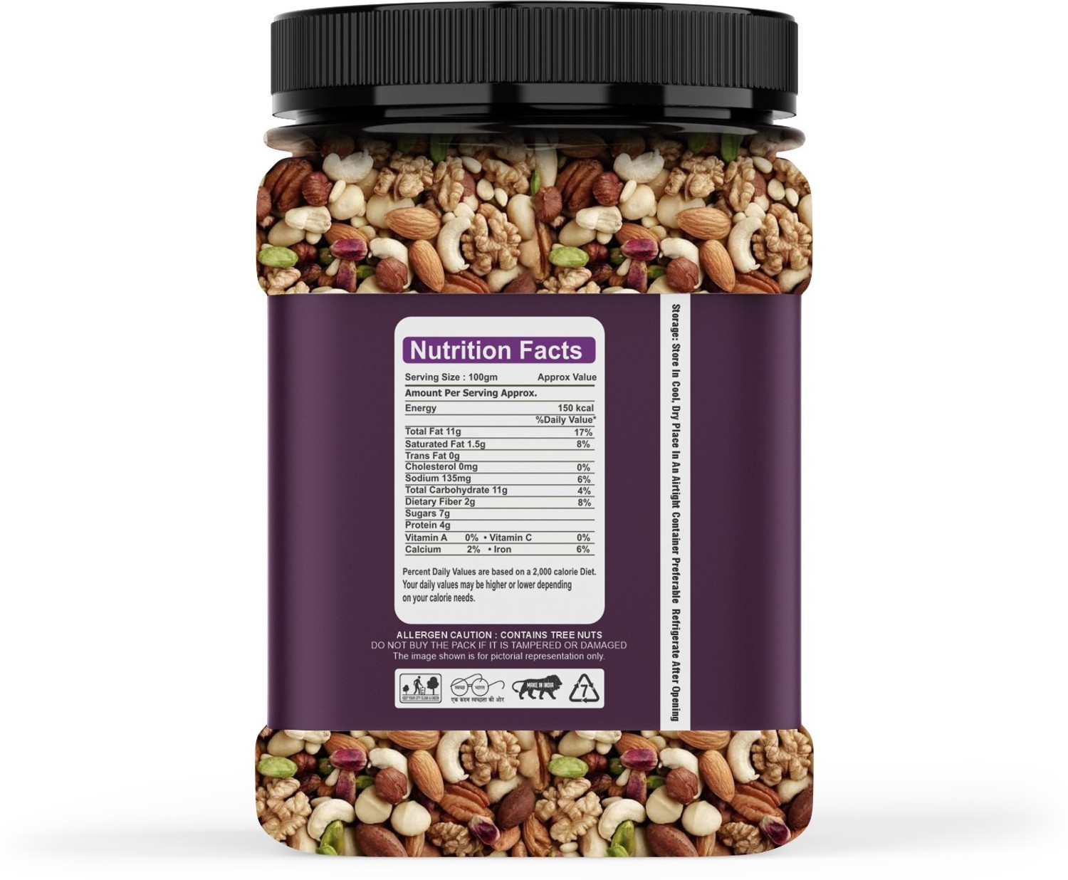 Image of KraveYum Healthy Mix Dry Fruits | Nutrient Rich, Energy Boosting Snack - Almonds, Cashews, Pistachios, Dates, Walnuts, Raisins