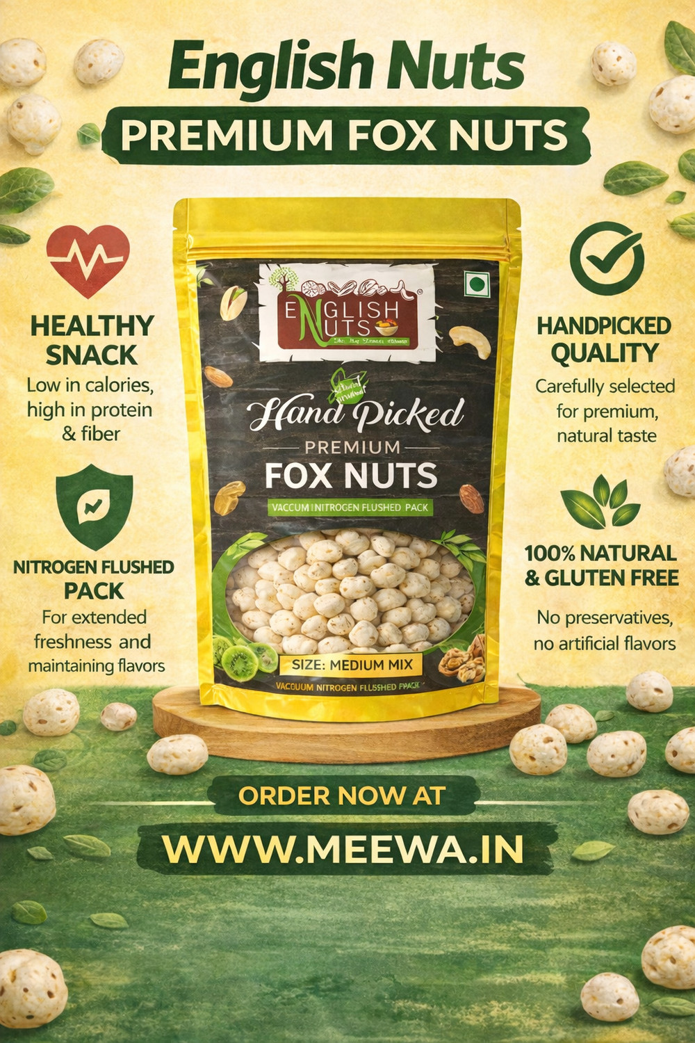 Image of ENGLISH NUTS HANDPICKED MAKHANA 1KG Makhana