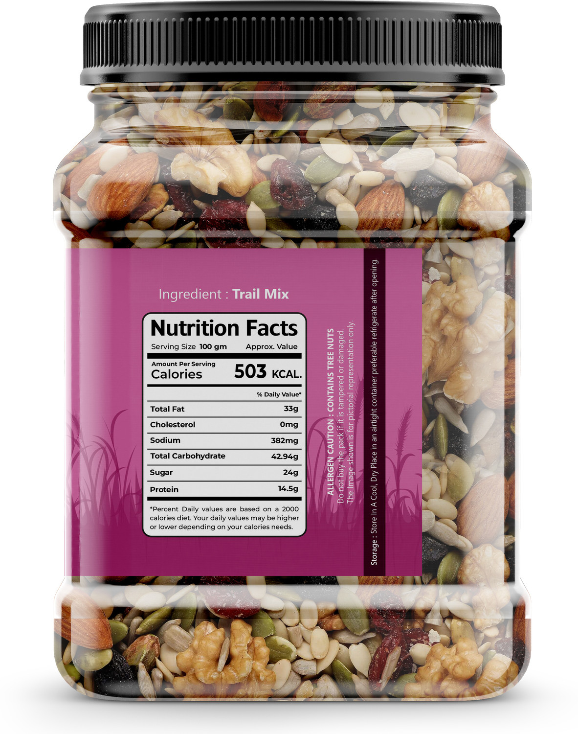 Image of HARIYAM Trail Mix | Mixture Of Dry Fruits JAR{Almond,Cashews,Seeds And Many More} Assorted Seeds & Nuts