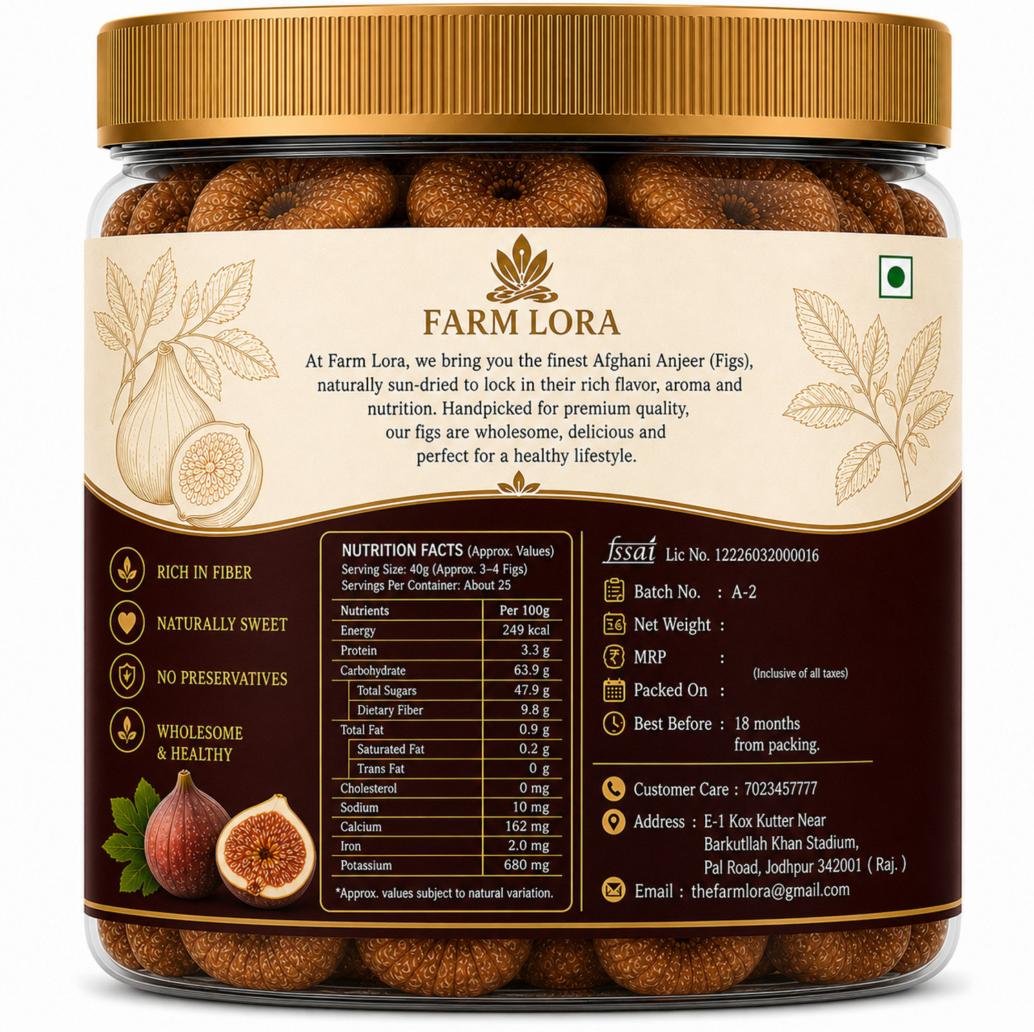 Image of Farmlora Premium Afghani Figs 250 Grams Figs, Premium Natural Anjeer Figs