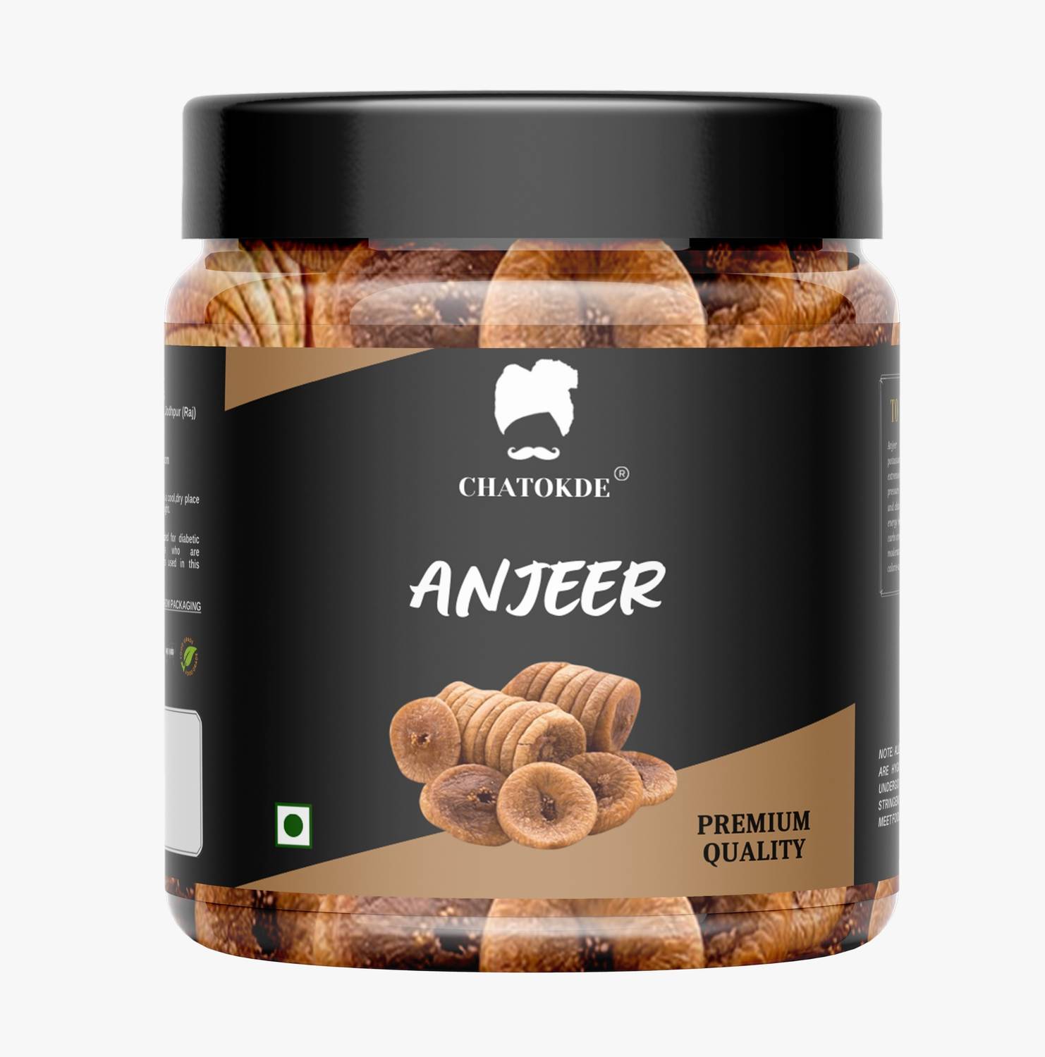 CHATOKDE Dried Fig Dry Fruits Afghani Anjeer, 250gm Jar Pack Figs