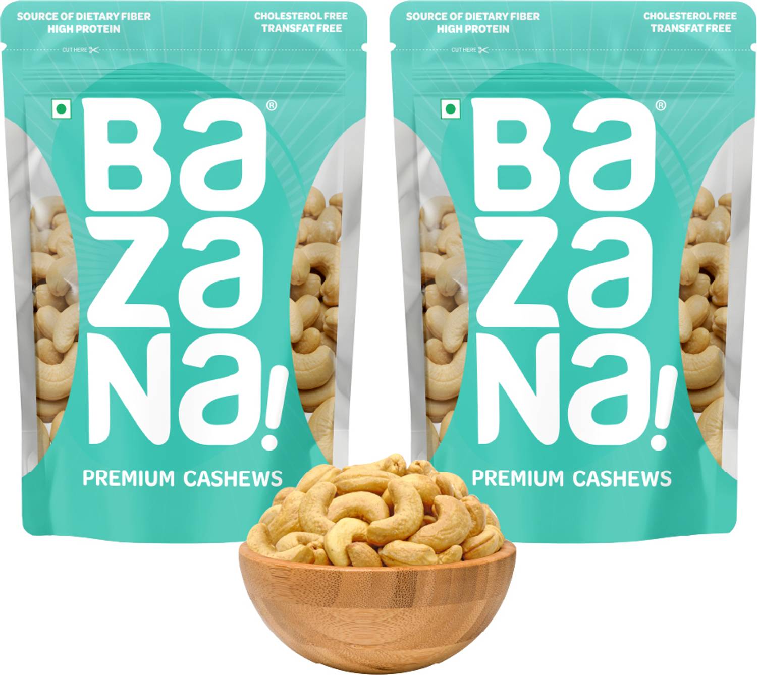 Bazana Premium W320 Grade Kaju, Whole Cashews, 500g Each Cashews