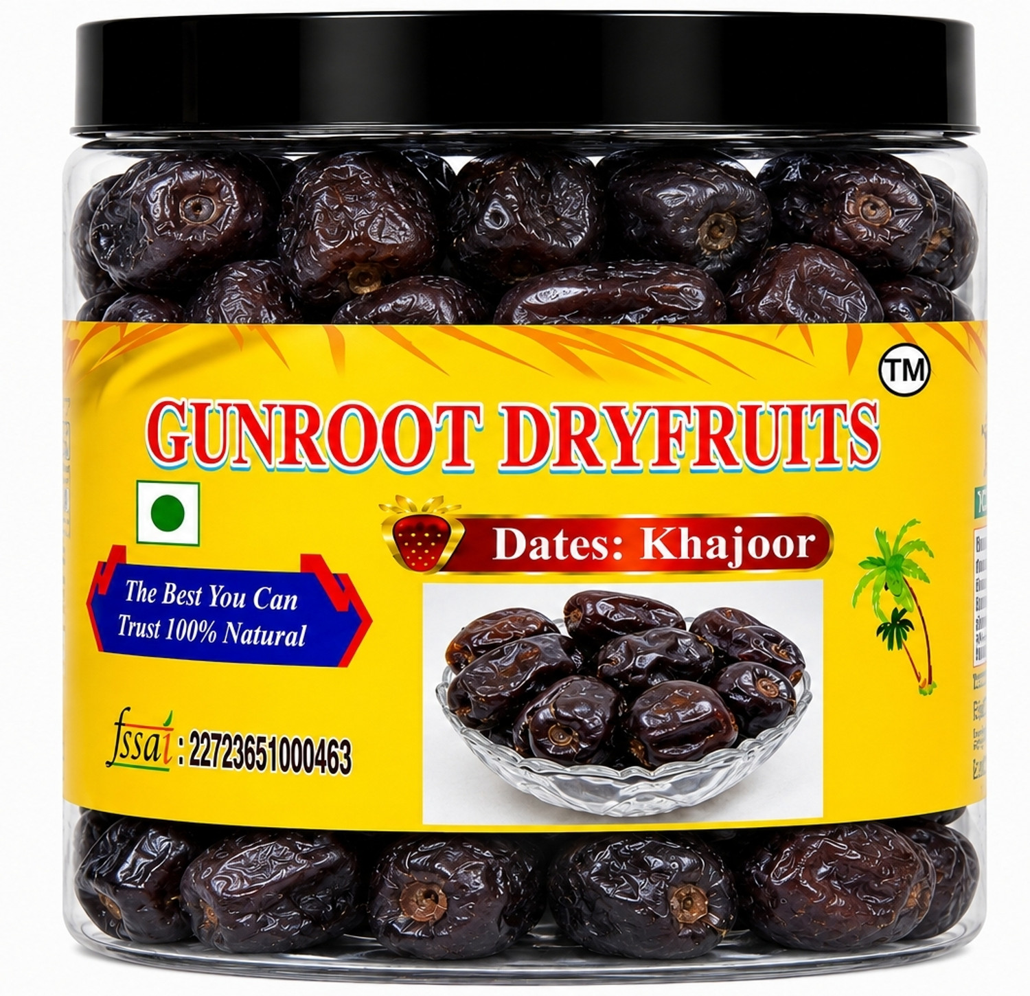 Image of GUNROOT Premium quality extra soft black dates (khajur) 1kg Dates (1 x 1 kg)