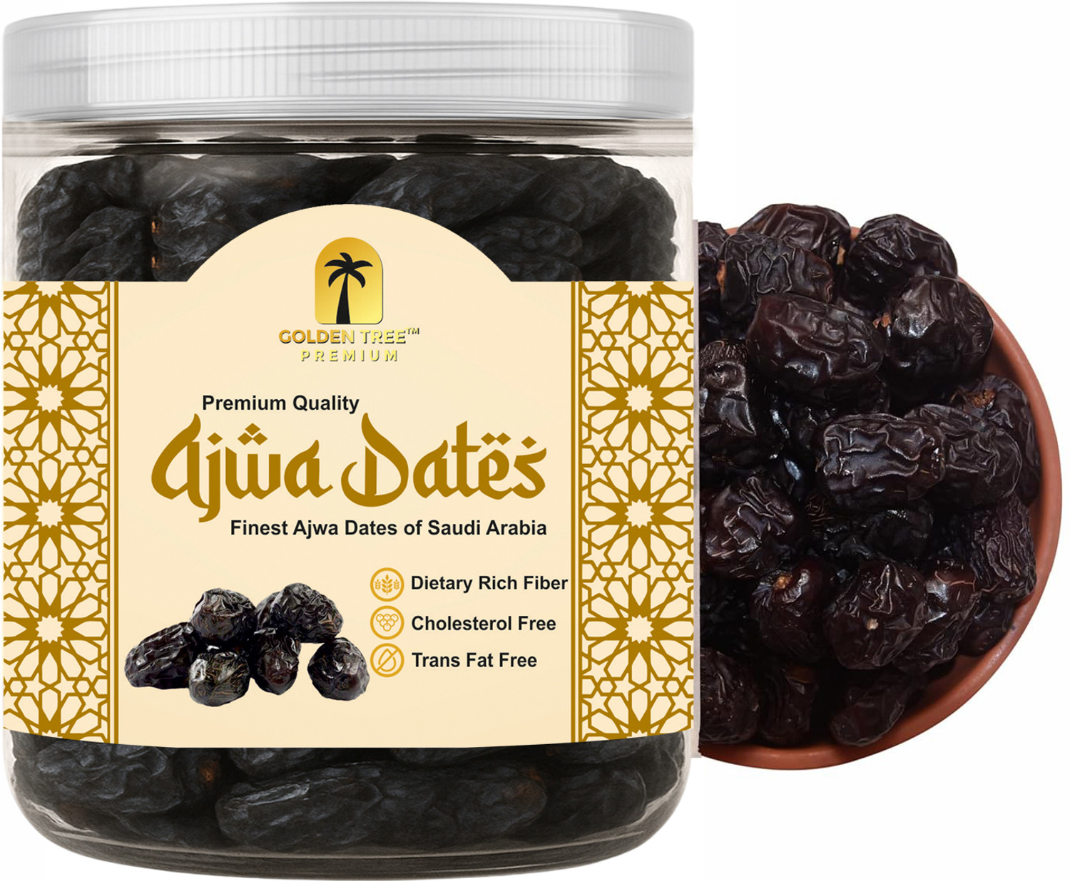 Image of Golden Tree Premium Ajwa Dates, Khajur, Khajoor, Juicy & Delicious Khajoor, Instant Energy Dry Dates