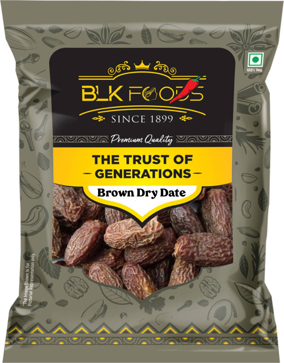 BLK FOODS Select 250g Brown Dry Dates | Sukha Khajoor (Laal Chuara Kharek) Dates