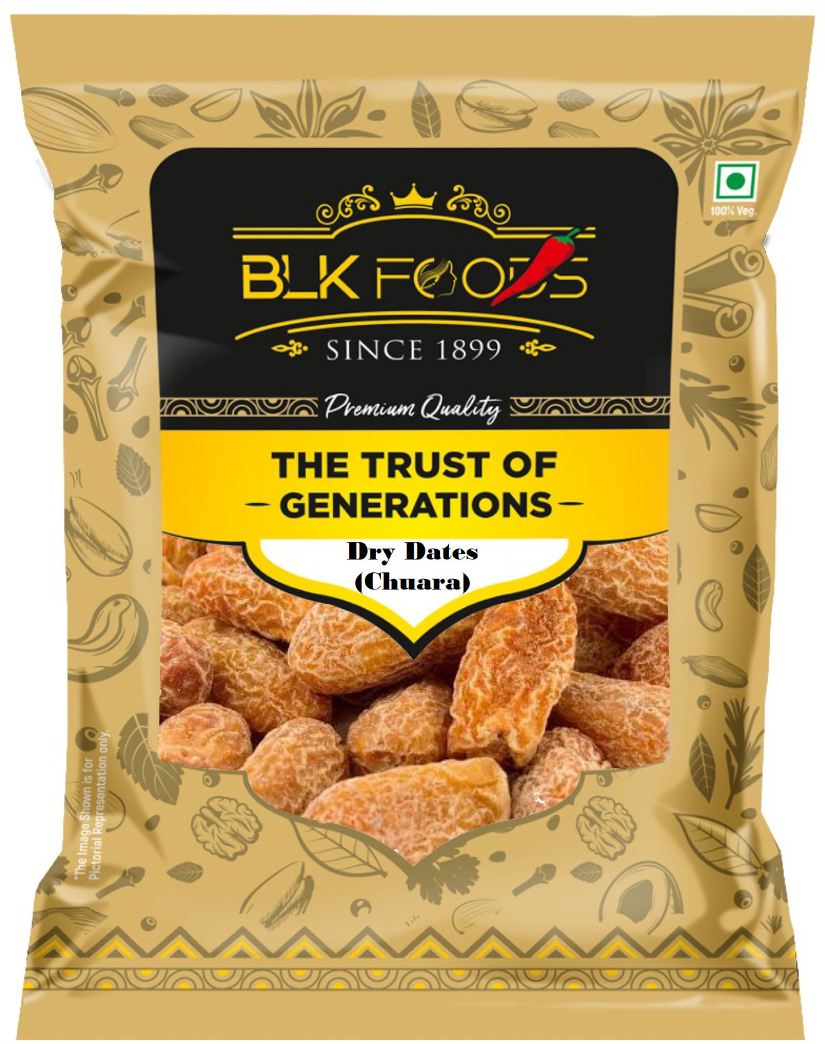 Image of BLK FOODS Select Dates Dry Yellow | Sukha Khajoor (Chuara) Dates