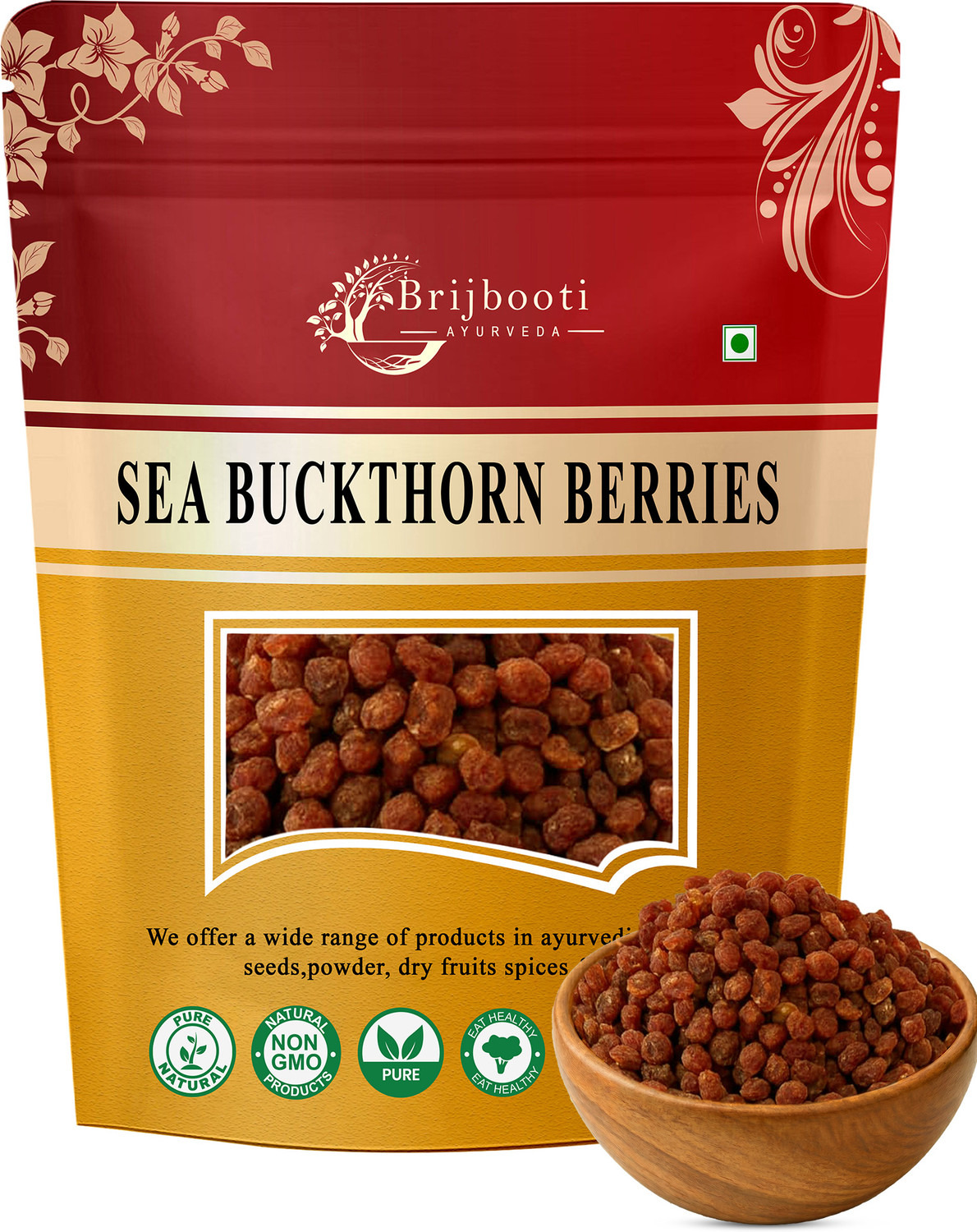 Image of BrijBooti Sea Buckthorn Dried Berries | Original Himalayan Seabuckthorn | Rich In Omega | Golden Berries