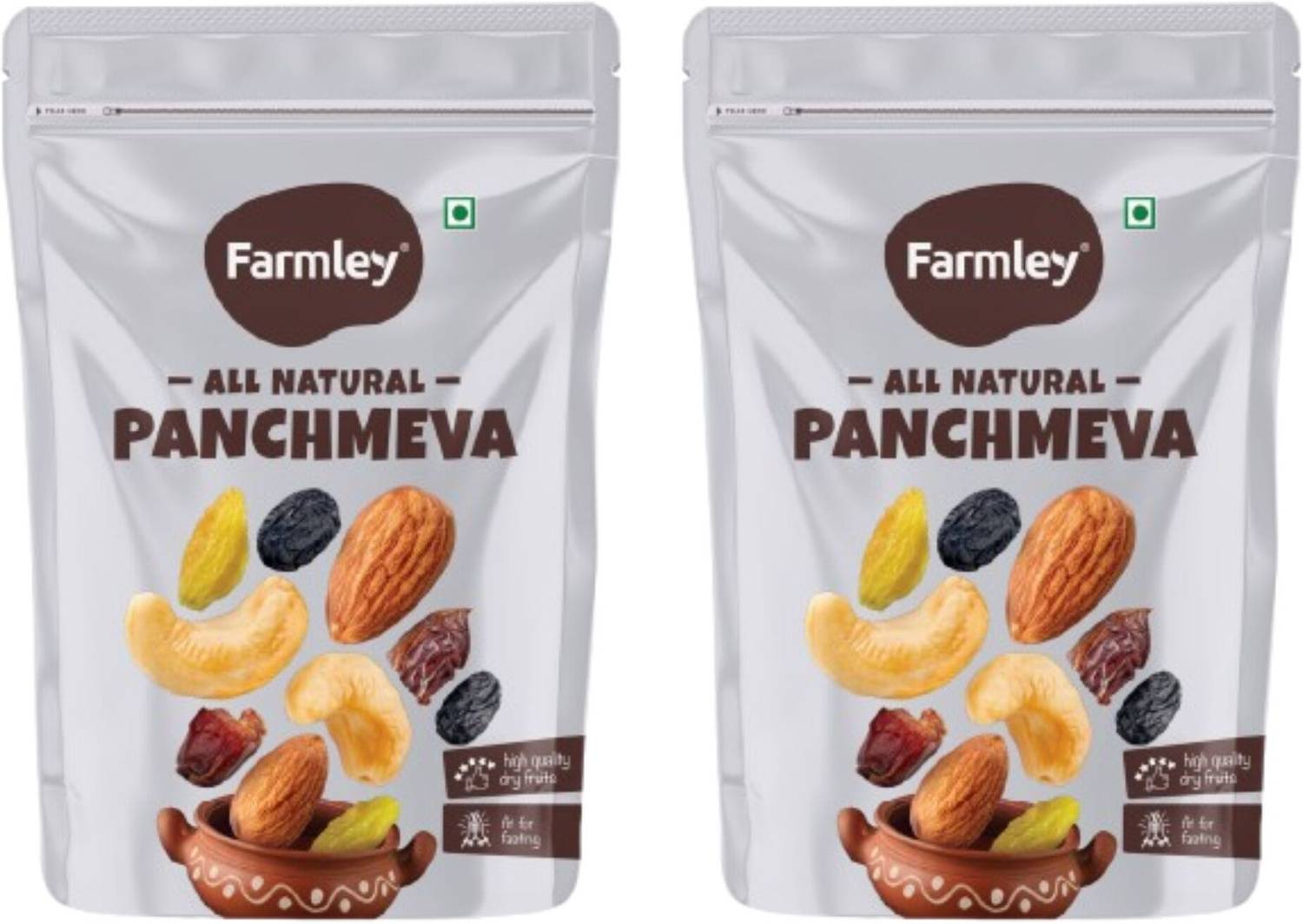 Farmley Mix Dry Fruit - Panchmeva - Almond,Cashew,Dates,Black Raisin,Green Raisin - 320g