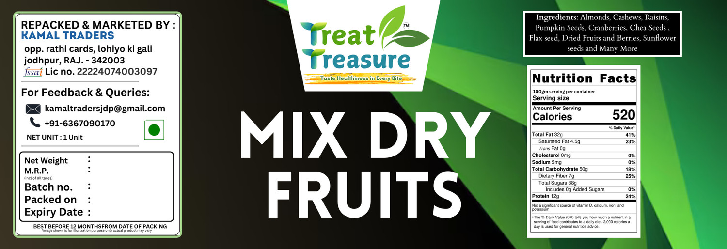 Image of TREAT TREASURE Mix dry fruits Nutmix K Panchmeva Dry fruits 500gm (1 x 500 g)