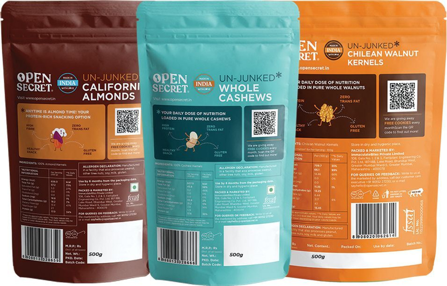 Image of OPEN SECRET Premium Dry Fruits Combo � Badam Almonds, Kaju Cashews, Akhrot Walnuts Assorted Nuts