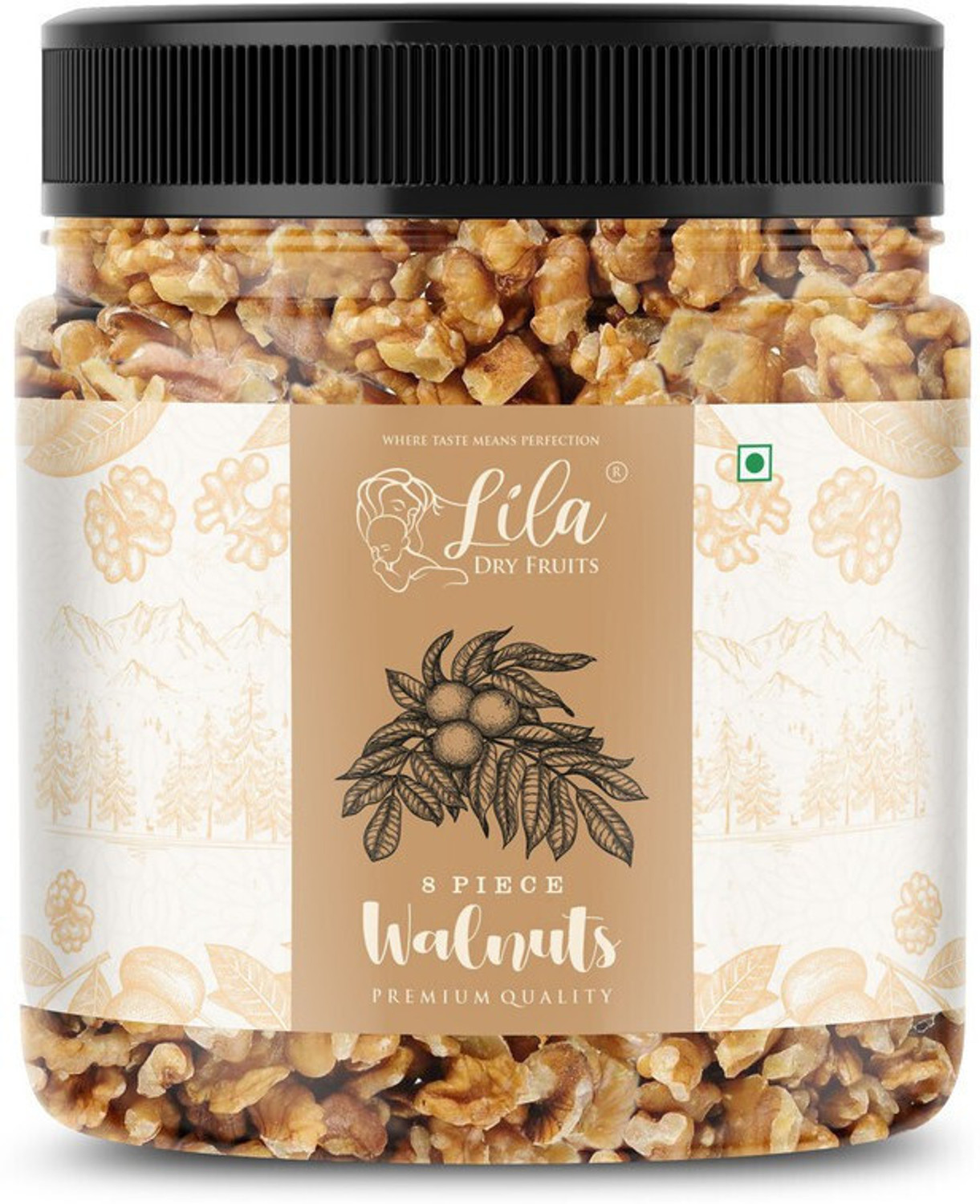 Image of lila dry fruits 100% Natural Raw Walnut Kernels 8pcs 100gms Jar Pack | Premium Akrot Giri|| Walnuts