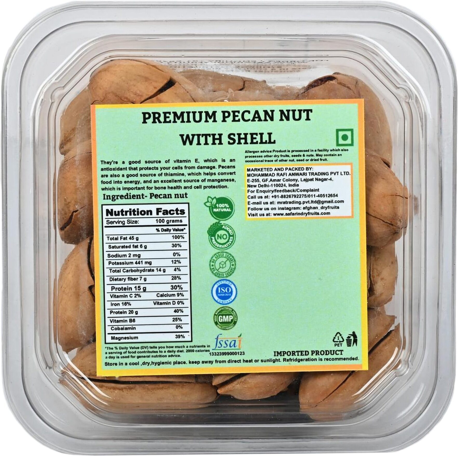 Image of Aafarin Premium Imported Pecan Nuts With Shell- Roasted Vanilla Flavour Pecans