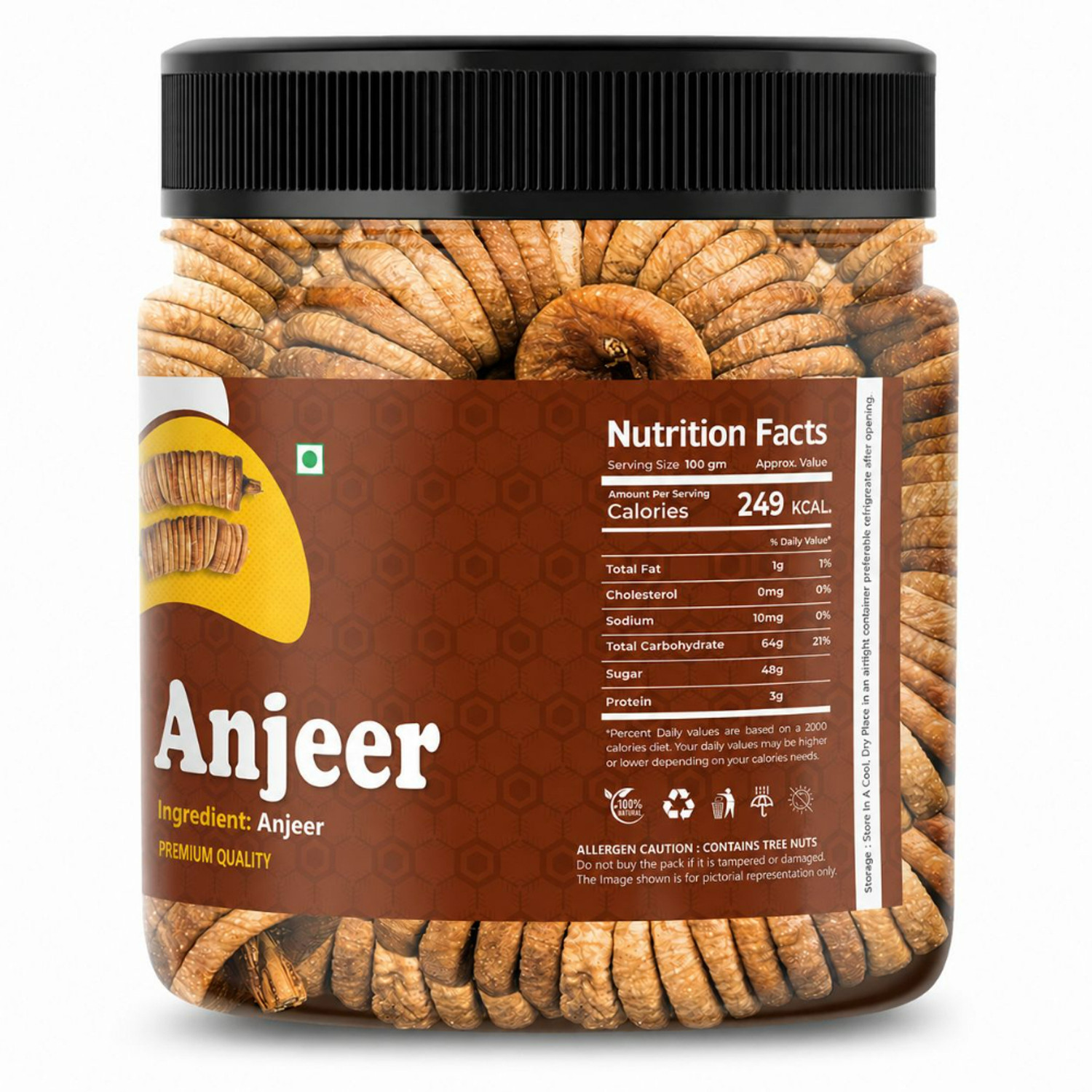 Image of Happy Harvest Afgani Anjeer Dry Fruits || Dried Figs- 1000 gm-JAR Packing Figs Figs
