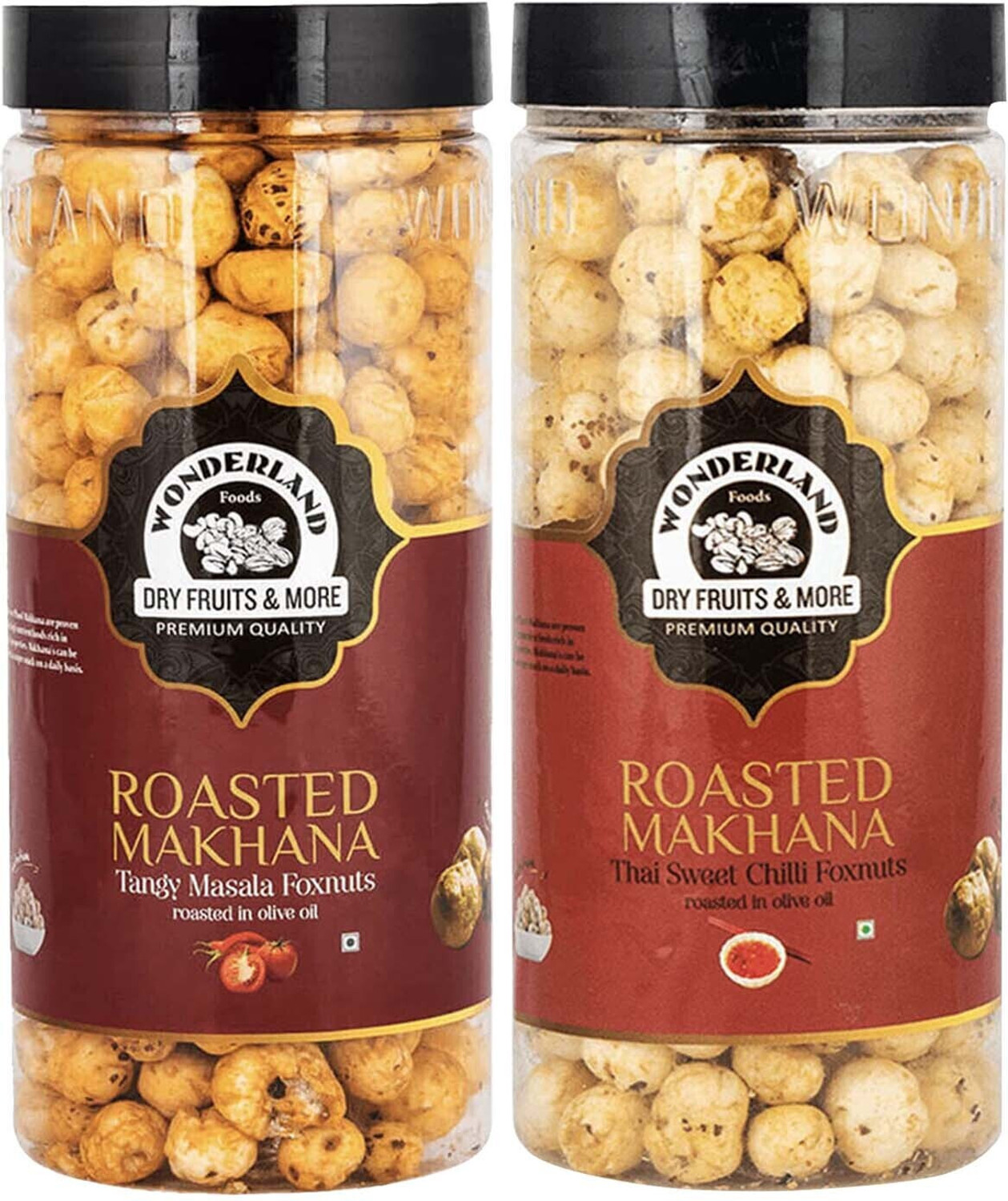 Image of WONDERLAND Roasted Makhana Tangy Masala & Thai Sweet Chilli Foxnuts Assorted Nuts