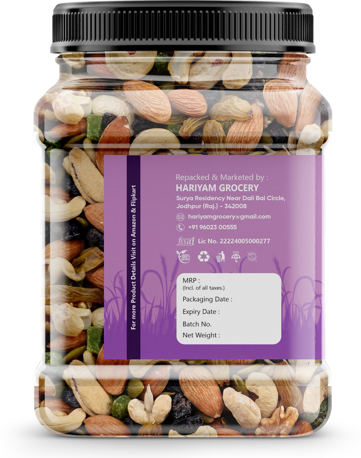 Image of HARIYAM Natural Premium Mix Dry Fruits |Healthy Nutmixed| [ 500GM ][ JAR ] Almonds, Cashews, Raisins, Pistachios, Walnuts, Apricots, Dry Dates, Assorted Fruits & Nuts
