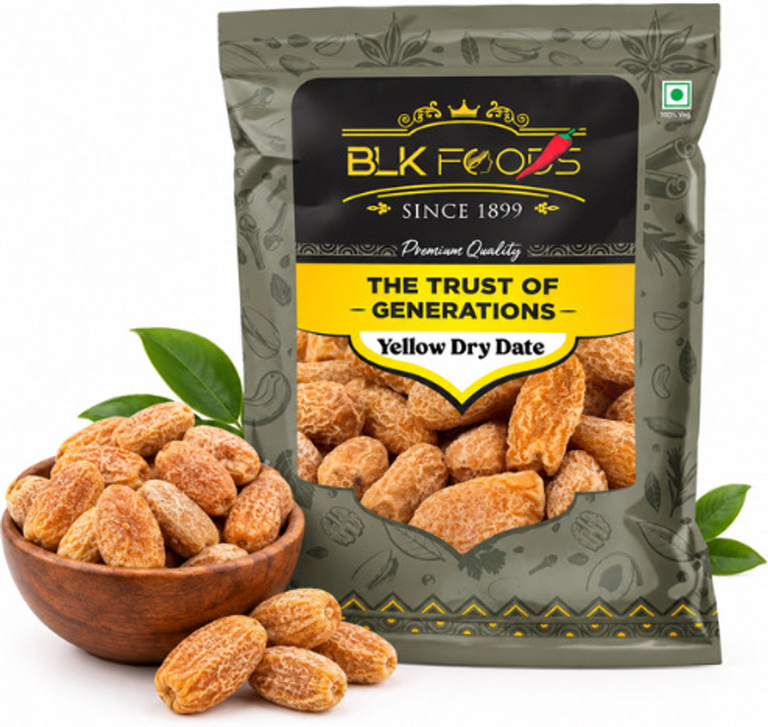 Image of BLK FOODS 250g Yellow Dry Dates | Sukha Khajoor (Chuara) Dates