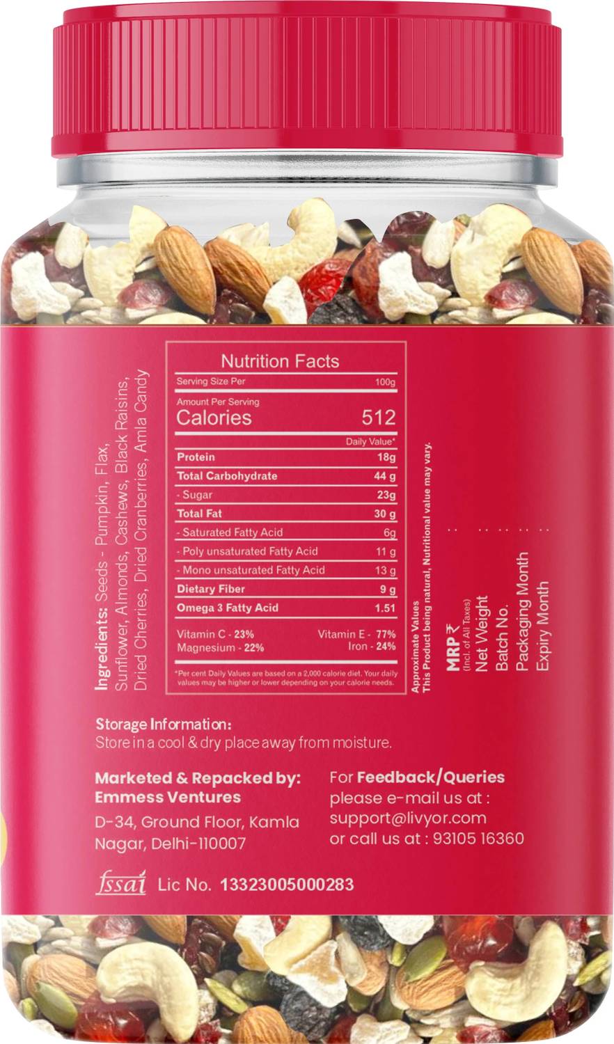 LIVYOR Healthy Mix Nuts, Seeds and Berries Combo - Image 2