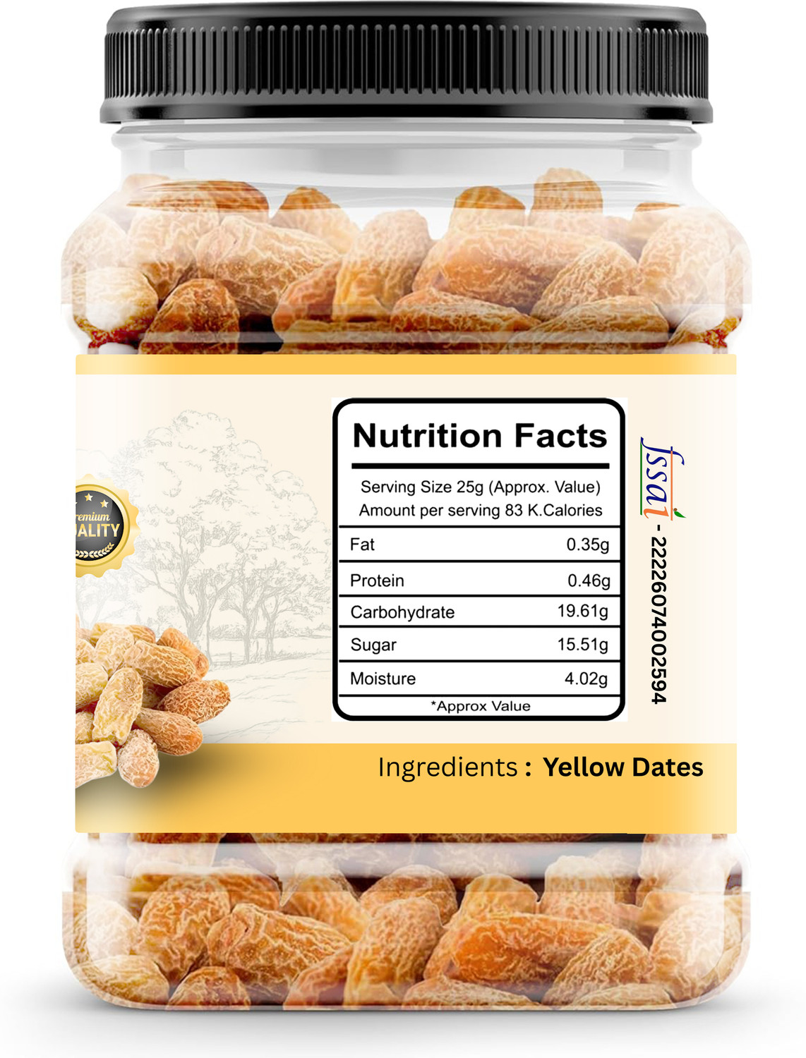 Image of HAI NATH Premium Yellow Dry Dates | Pili kharak | Dry Chuara | (1 x 500 g) Dry Dates