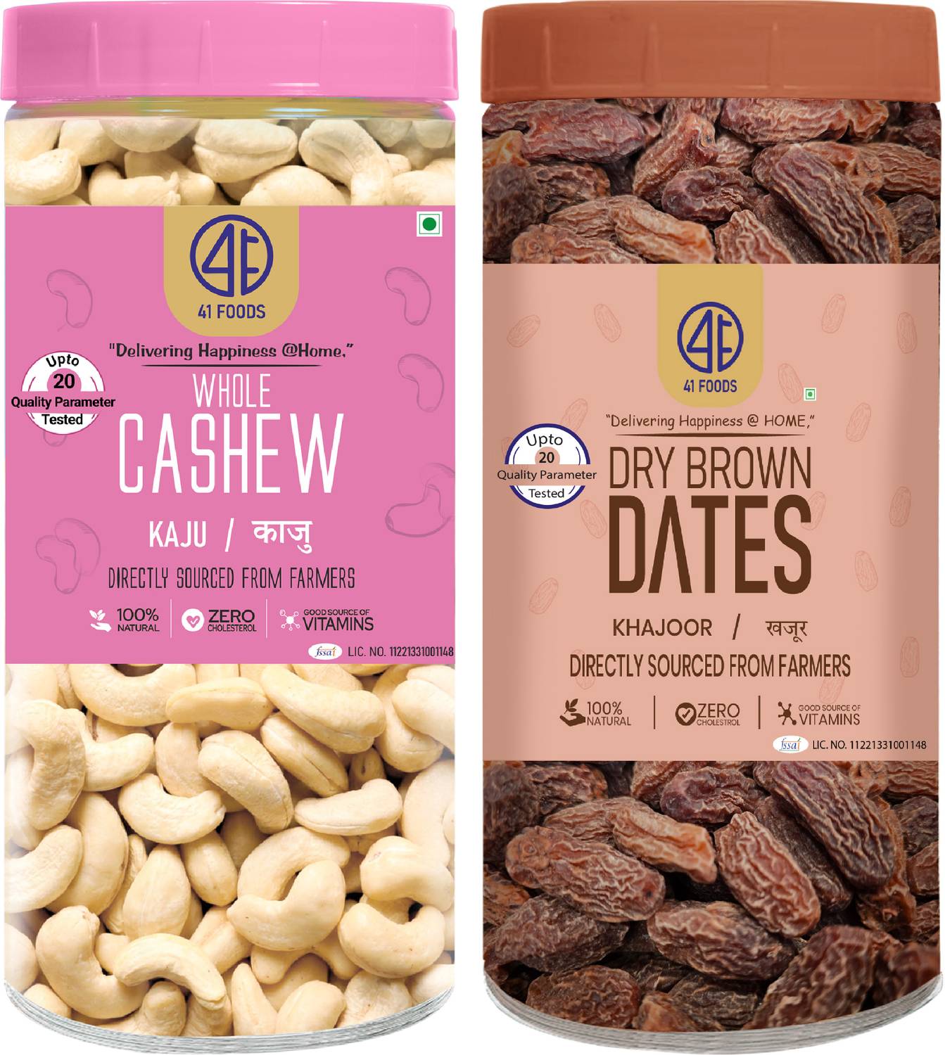41 foods Dry fruits combo pack of Dry Dates Cashews | kaju Khajoor (150x2) 300 GM Cashews, Dry Dates