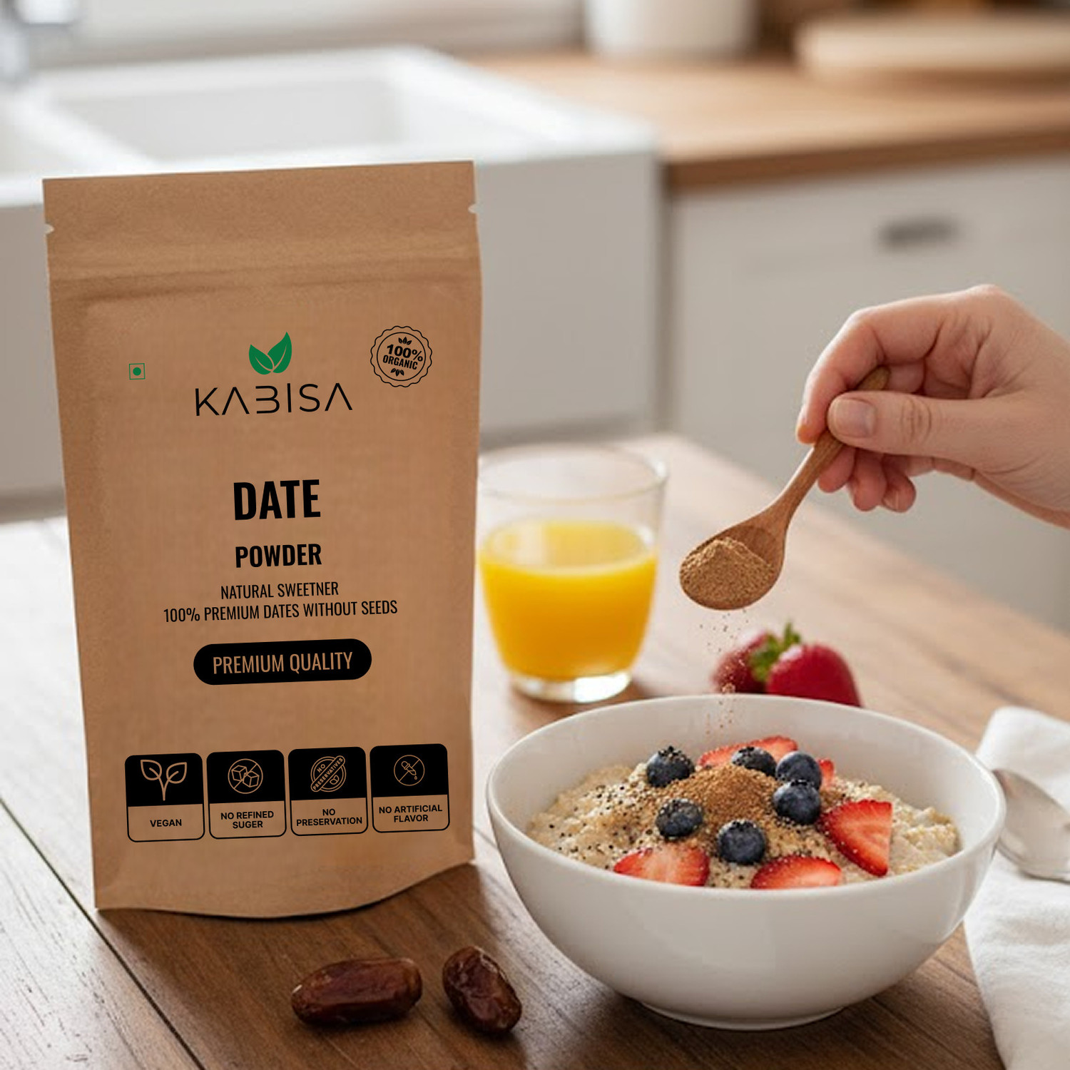 Image of Kabisa Date Powder Natural & Premium Arabian (Kharek Powder) Dry Date Sugar Alternative Dates