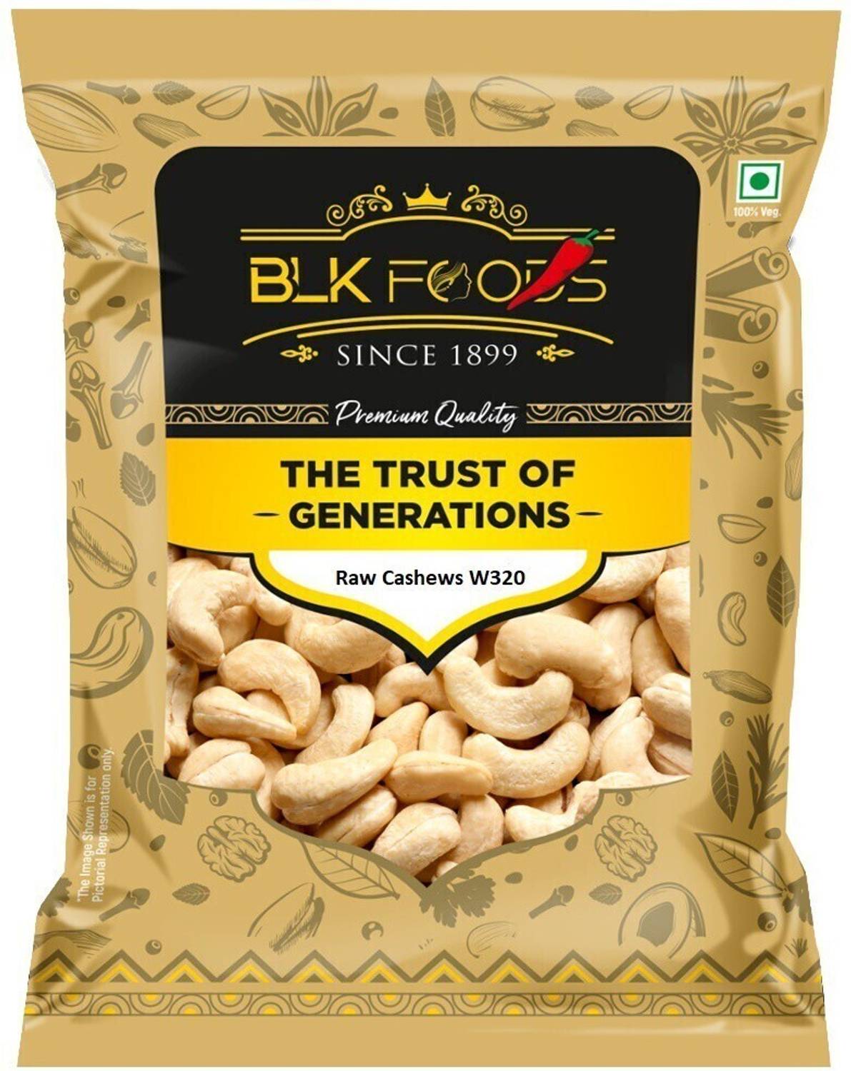 BLK FOODS Premium Whole Cashew Nuts Plain (100% Crunchy Kaju) Cashews